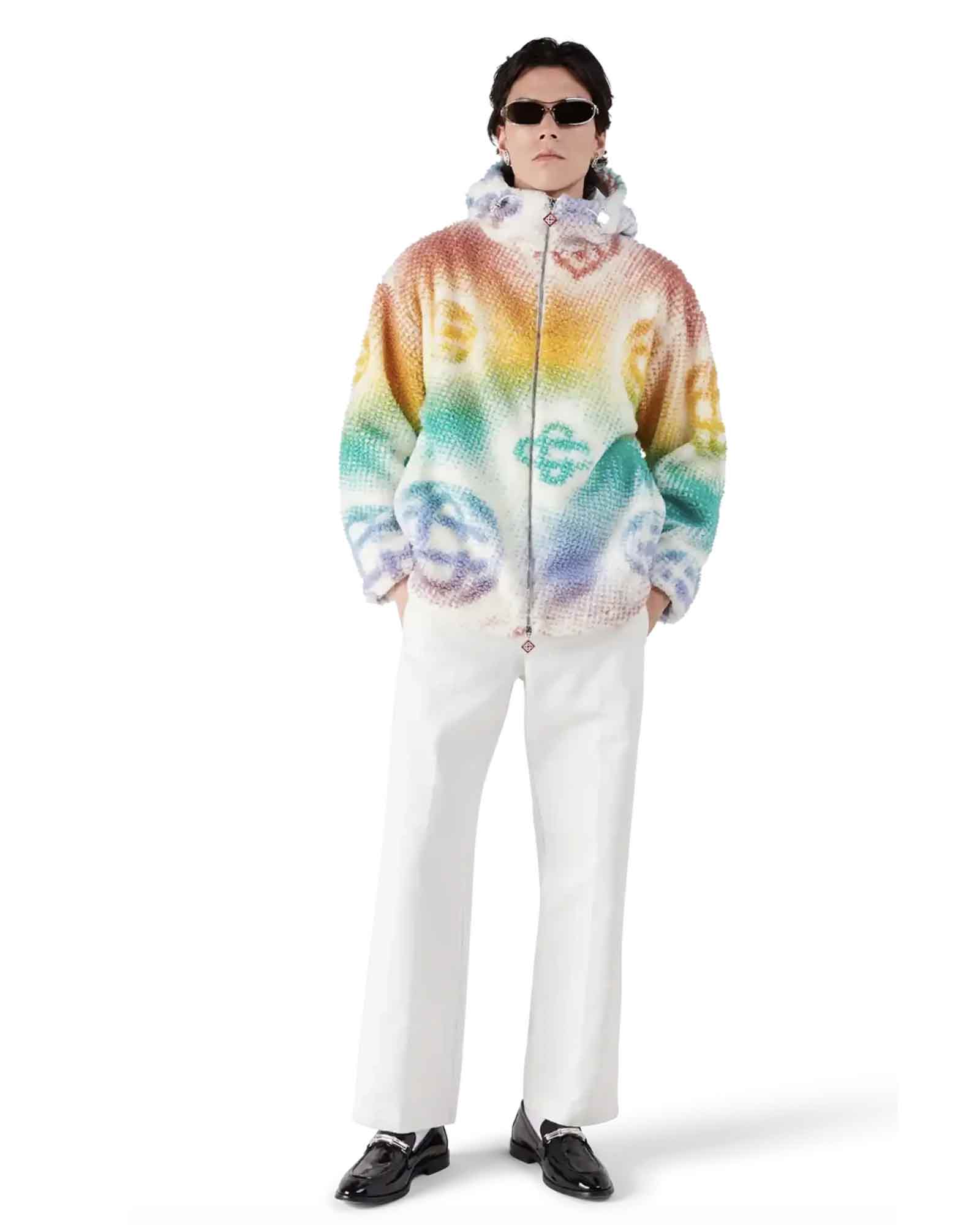 CASABLANCA・カサブランカ - ジャケット HALFTONE MONOGRAM FLEECE JACKET / WHITE