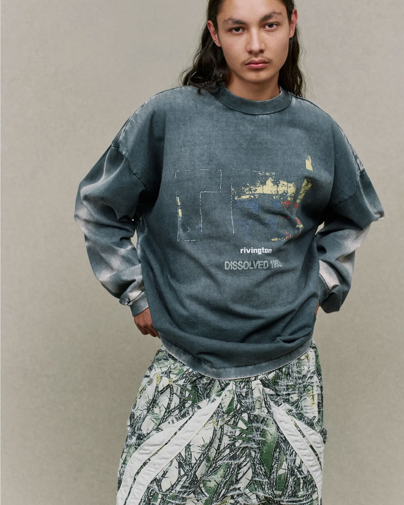 RRR123・リヴィントン ロイ レビス - L/S Tシャツ ROI DISSOLVED VINTAGE LS TEE / WASHED BLACK