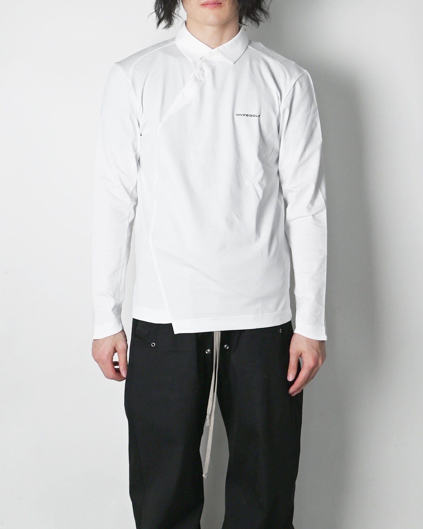 HYPEGOLF・ハイプゴルフ - L/S Tシャツ DIAGONAL POLO LONG SLEEVES / WHITE