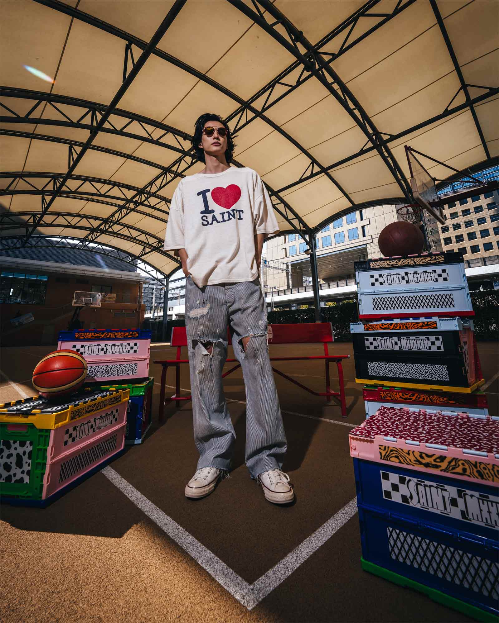 ©SAINT M××××××・セントマイケル - Tシャツ・カットソー SS T-SHIRT/FOOTBALL / WHITE