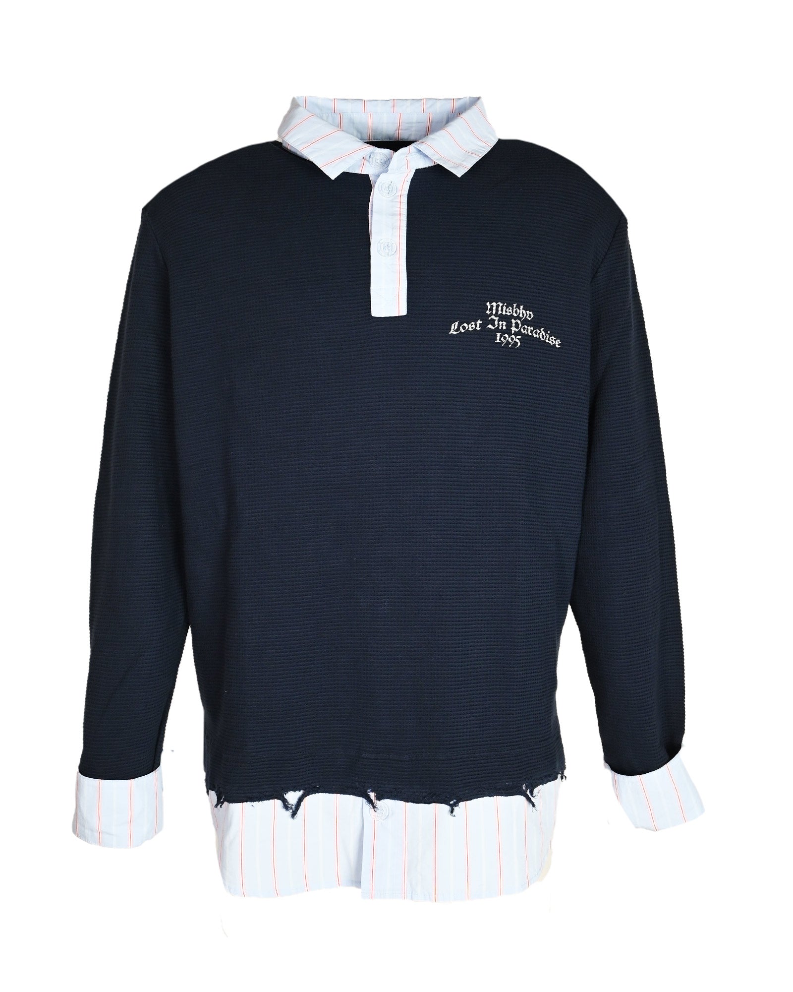 MISBHV・ミスビヘイブ - ポロシャツ 2IN1 VARSITY POLO / NAVY