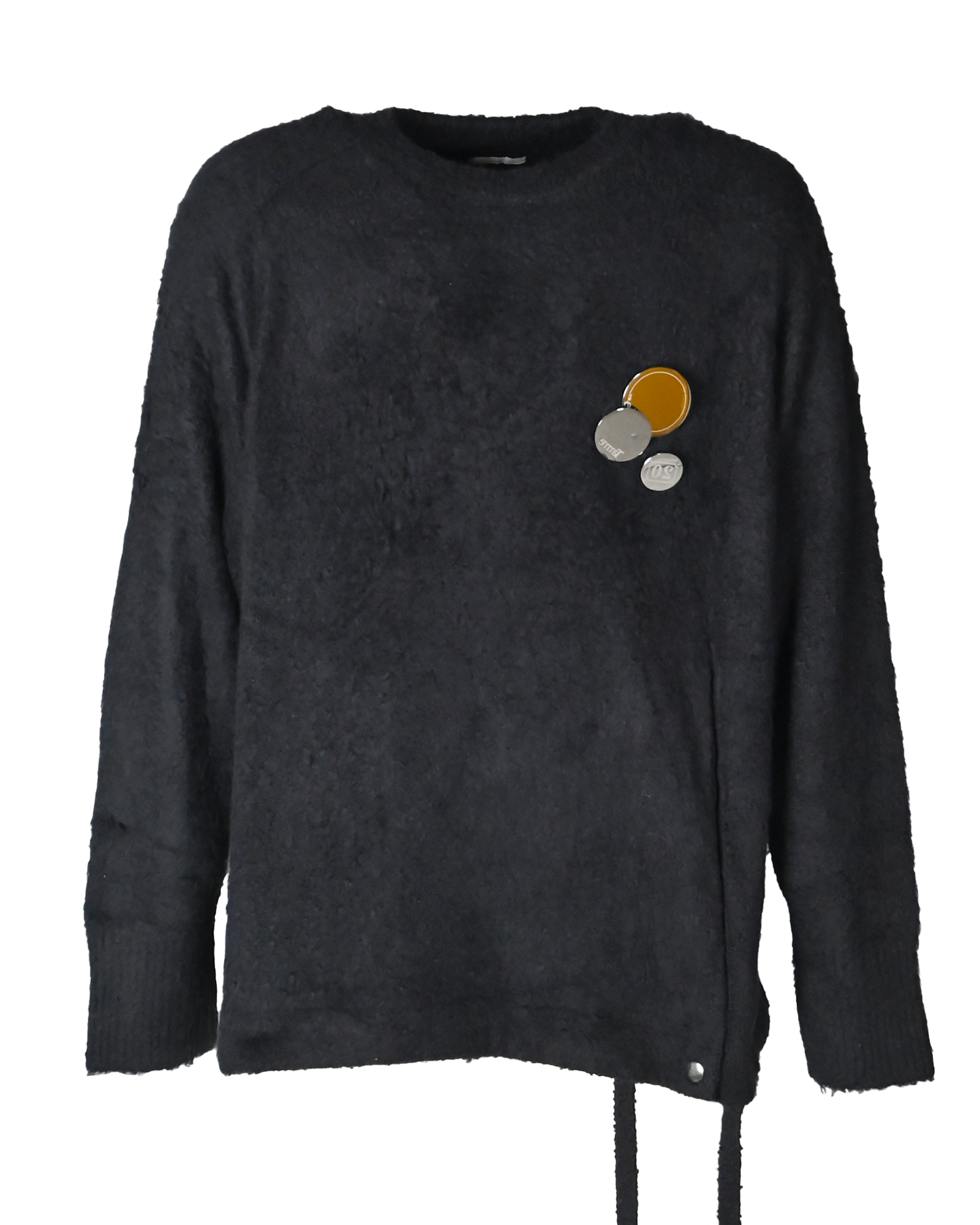 HEM-SLIT KNIT PULLOVER / BLACK
