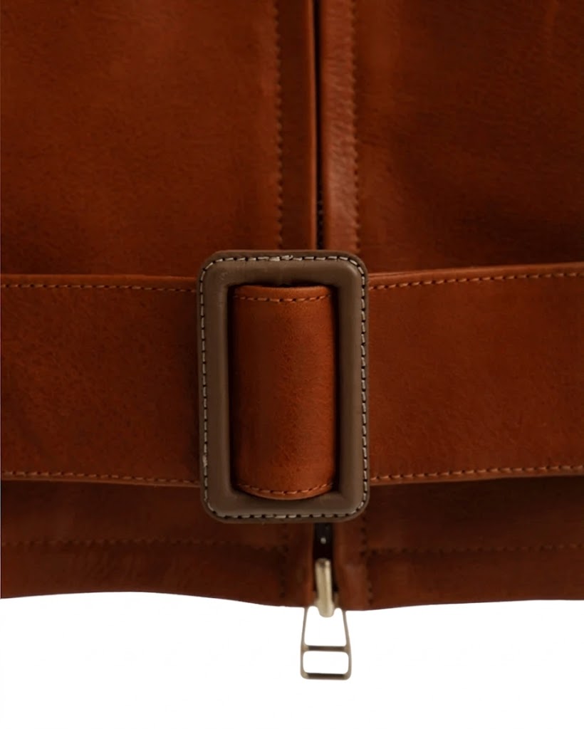 SOSHIOTSUKI・ソウシオオツキ - ジャケット OILED LEATHER BLOUSON / CAMEL