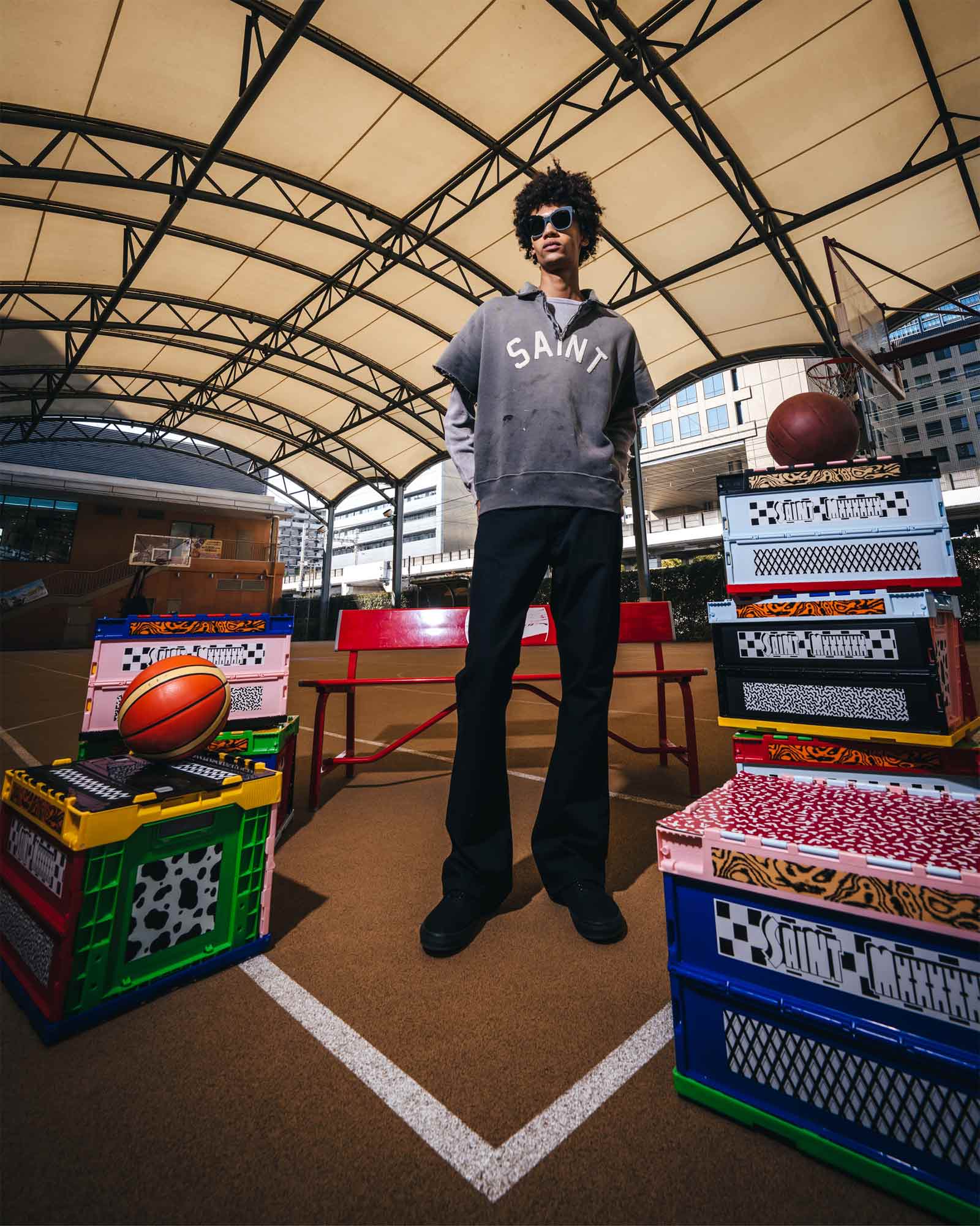 ©SAINT M××××××・セントマイケル - スウェット SS HALF ZIP SWEAT/SAINT / CHARCOAL