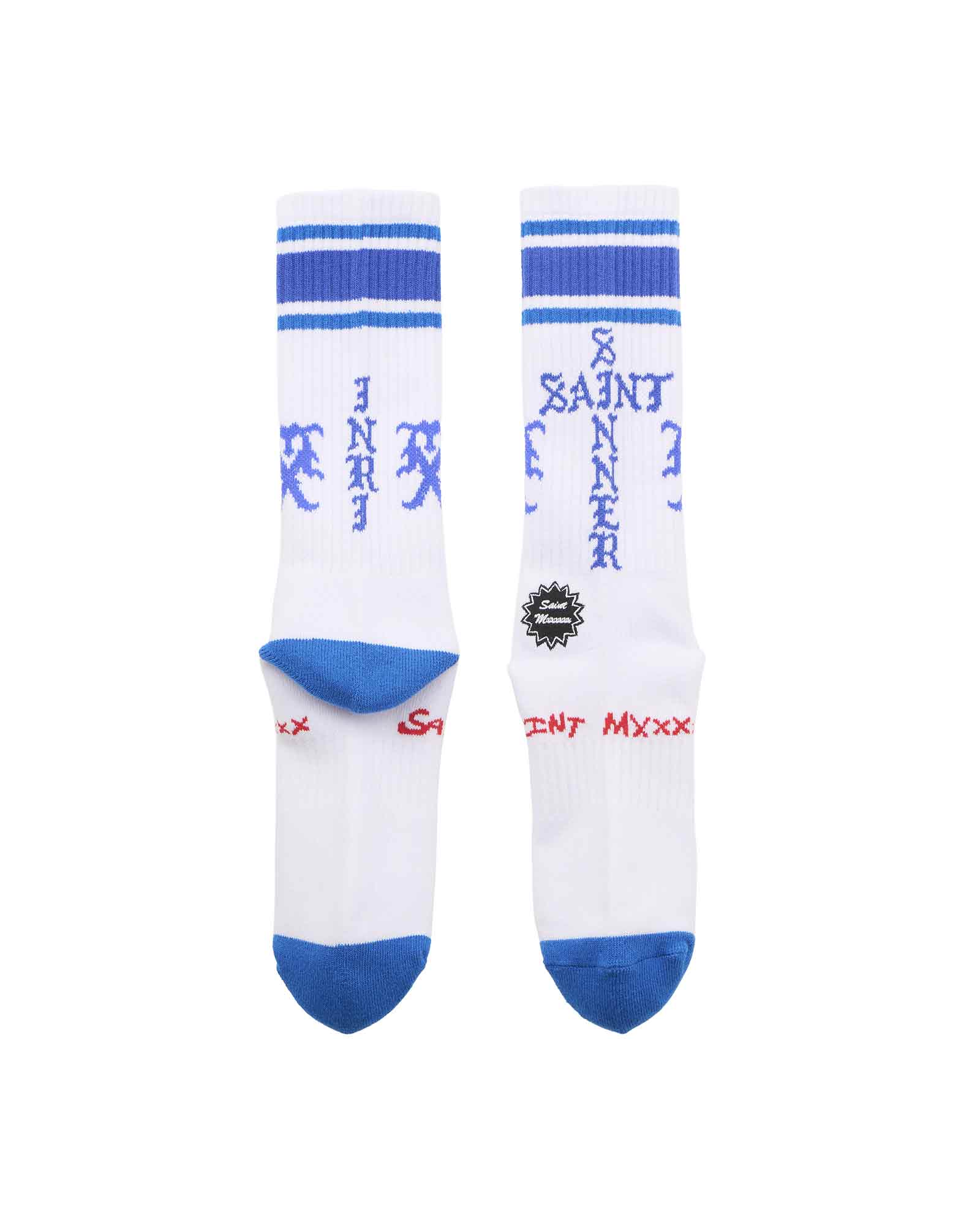 ©SAINT M××××××・セントマイケル - ソックス・レッグウェア SOCKS/SINNER / WHITE+BLUE
