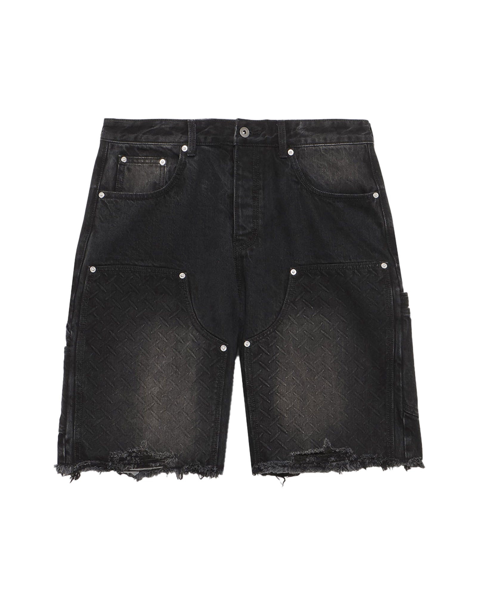 DOUBLE KNEE HOLSTER DENIM SHORTS / BLACK