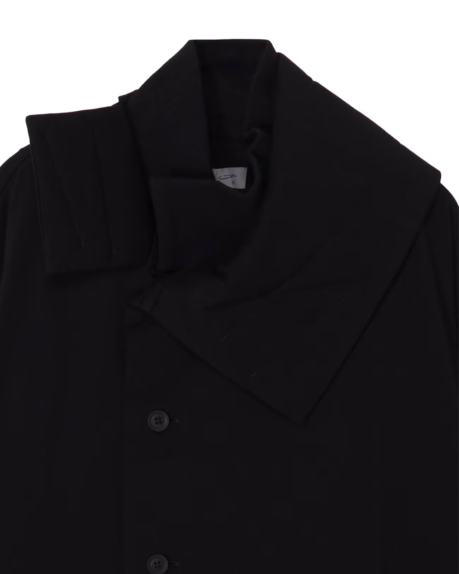Yohji Yamamoto・ヨウジ ヤマモト - コート 30/-HIGH D COTTON JERSEY DESIGNED COLLAR PADDED COAT / BLACK