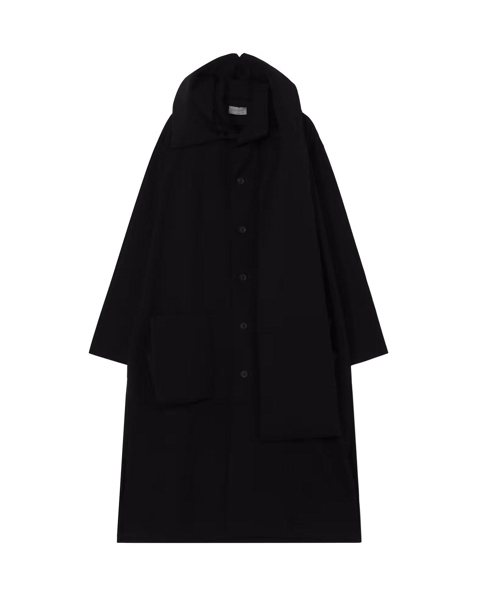 30/-HIGH D COTTON JERSEY PADDED LONG COAT / BLACK