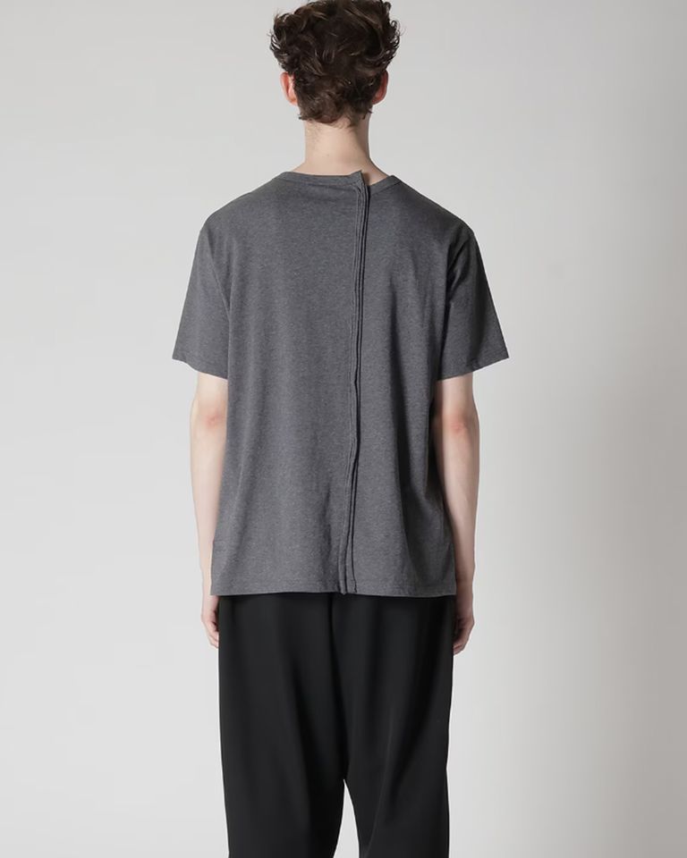 Yohji Yamamoto・ヨウジ ヤマモト - トップス 30/- COMBED SINGLE JERSEY RE VERTICAL PANEL SHORT S / CHACOAL