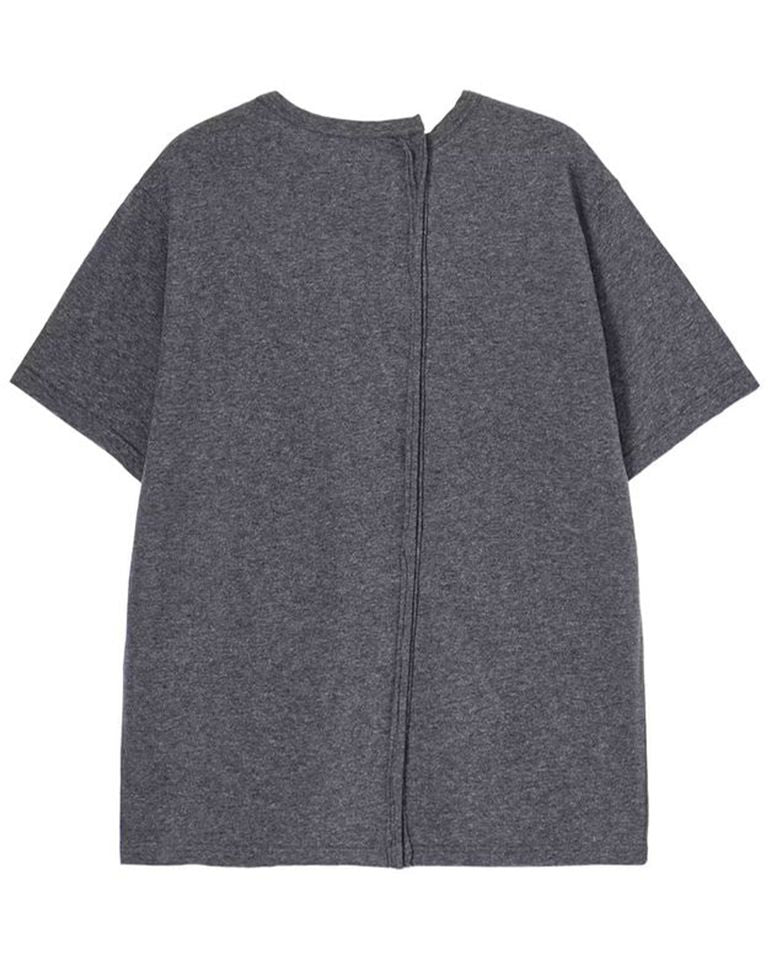 Yohji Yamamoto・ヨウジ ヤマモト - トップス 30/- COMBED SINGLE JERSEY RE VERTICAL PANEL SHORT S / CHACOAL