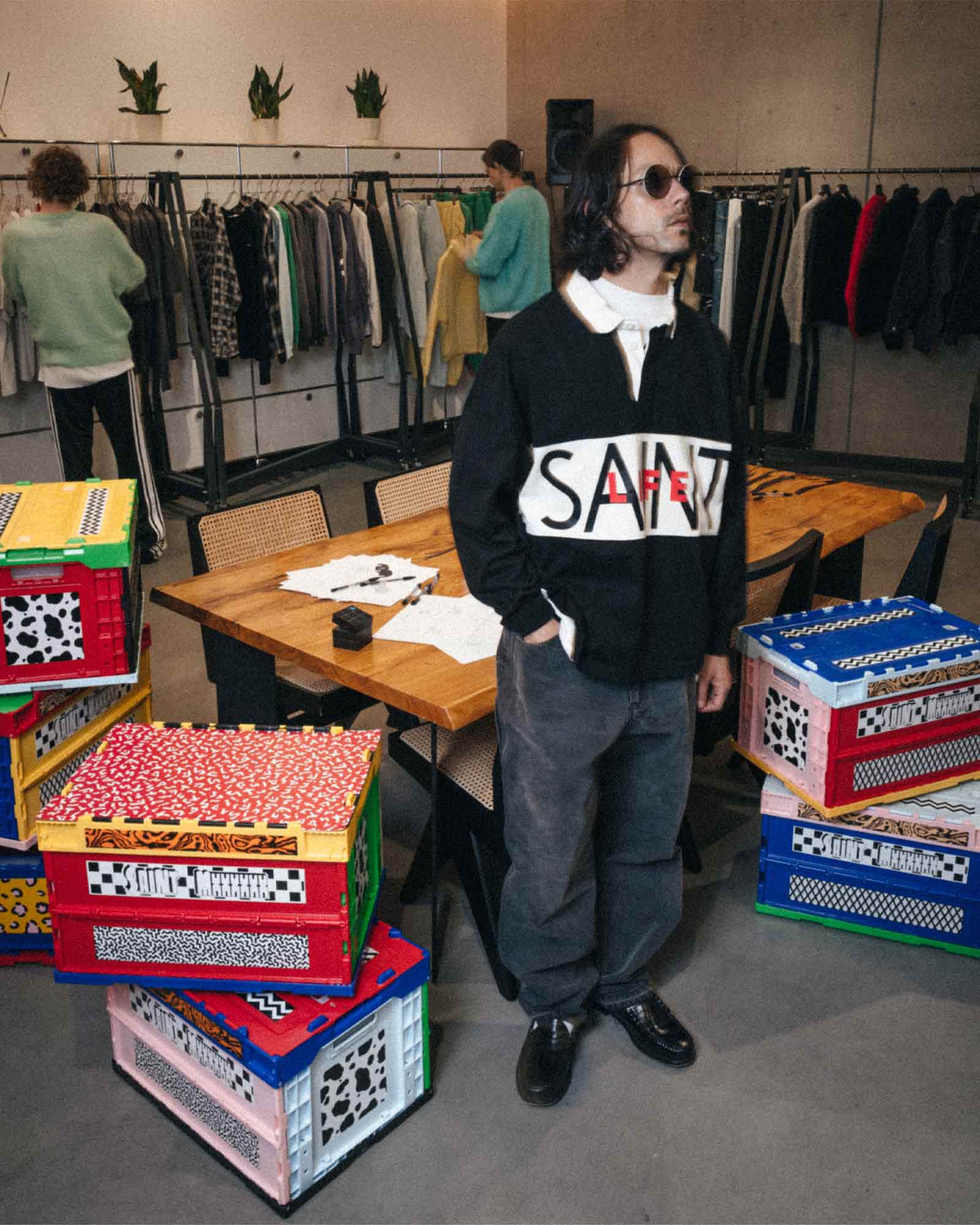 ©SAINT M××××××・saint michael -  LS POLO SHIRT/SAINT LIFE / BLACK