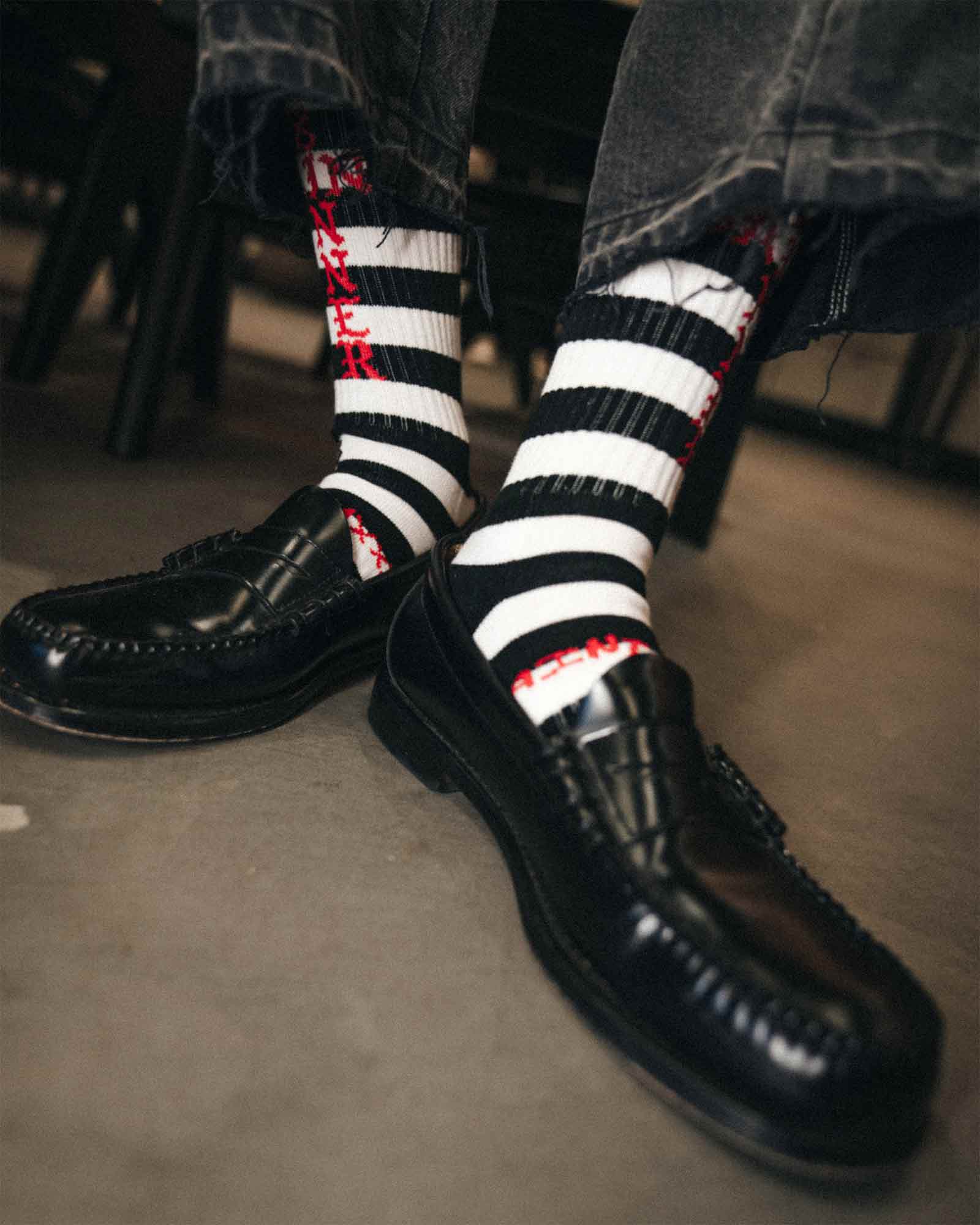 ©SAINT M××××××・セントマイケル - ソックス・レッグウェア SOCKS/BORDER / BLACK+WHITE