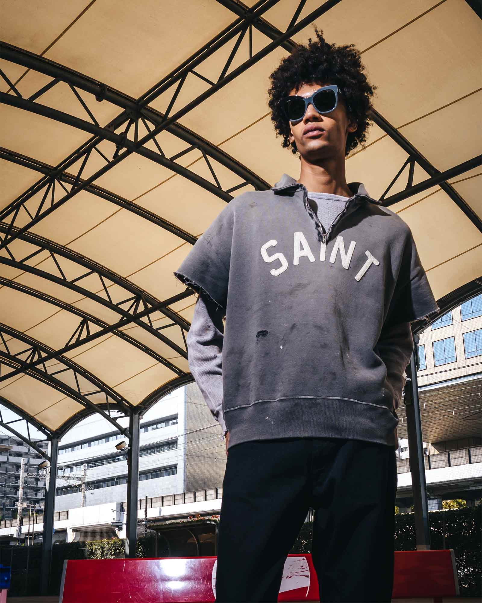 ©SAINT M××××××・セントマイケル - スウェット SS HALF ZIP SWEAT/SAINT / CHARCOAL
