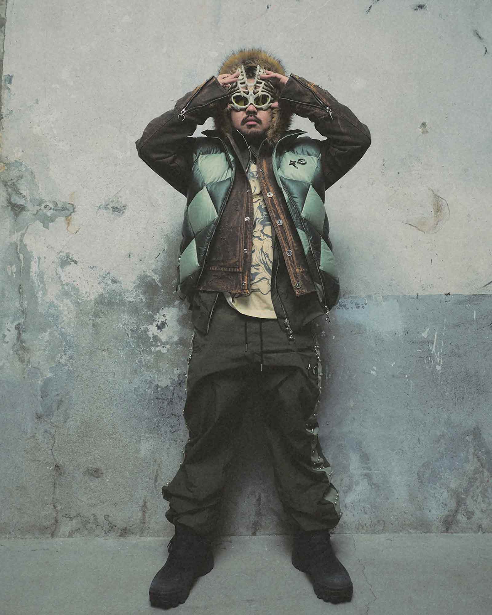THUG CLUB・サグクラブ - ダウンジャケット CHECKMATE PUFFER VEST / KHAKI