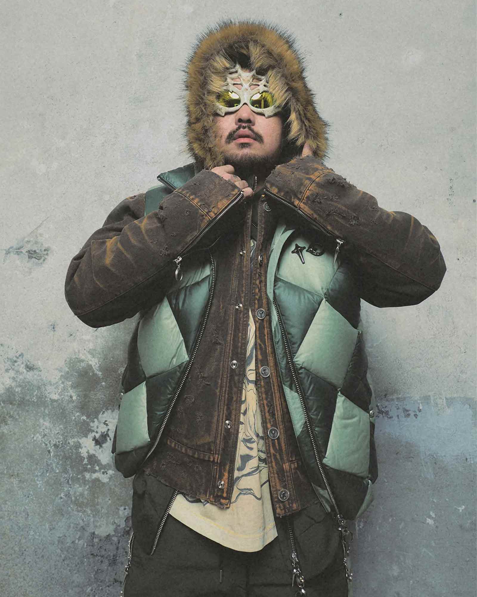 THUG CLUB・サグクラブ - ダウンジャケット CHECKMATE PUFFER VEST / KHAKI