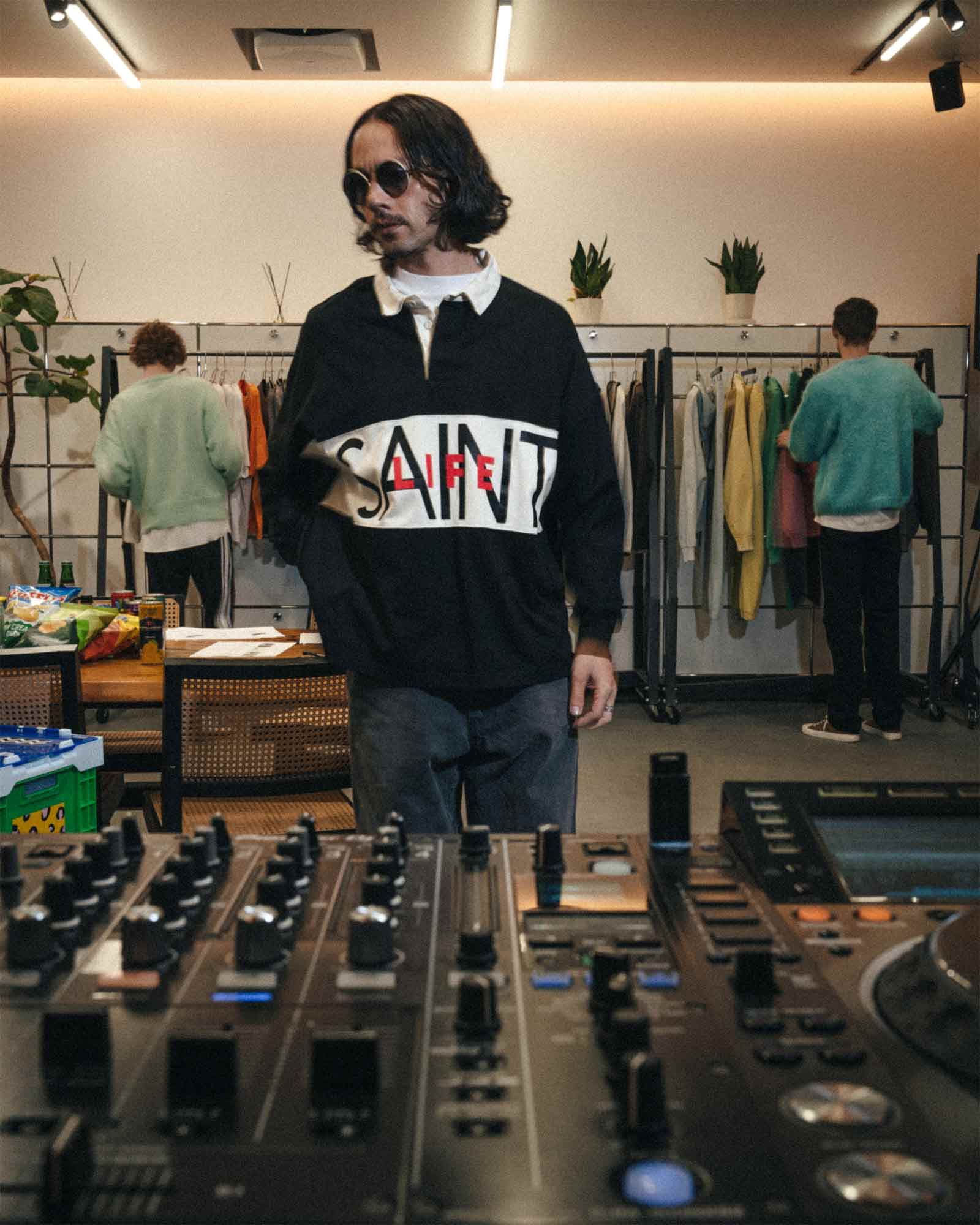 ©SAINT M××××××・saint michael -  LS POLO SHIRT/SAINT LIFE / BLACK