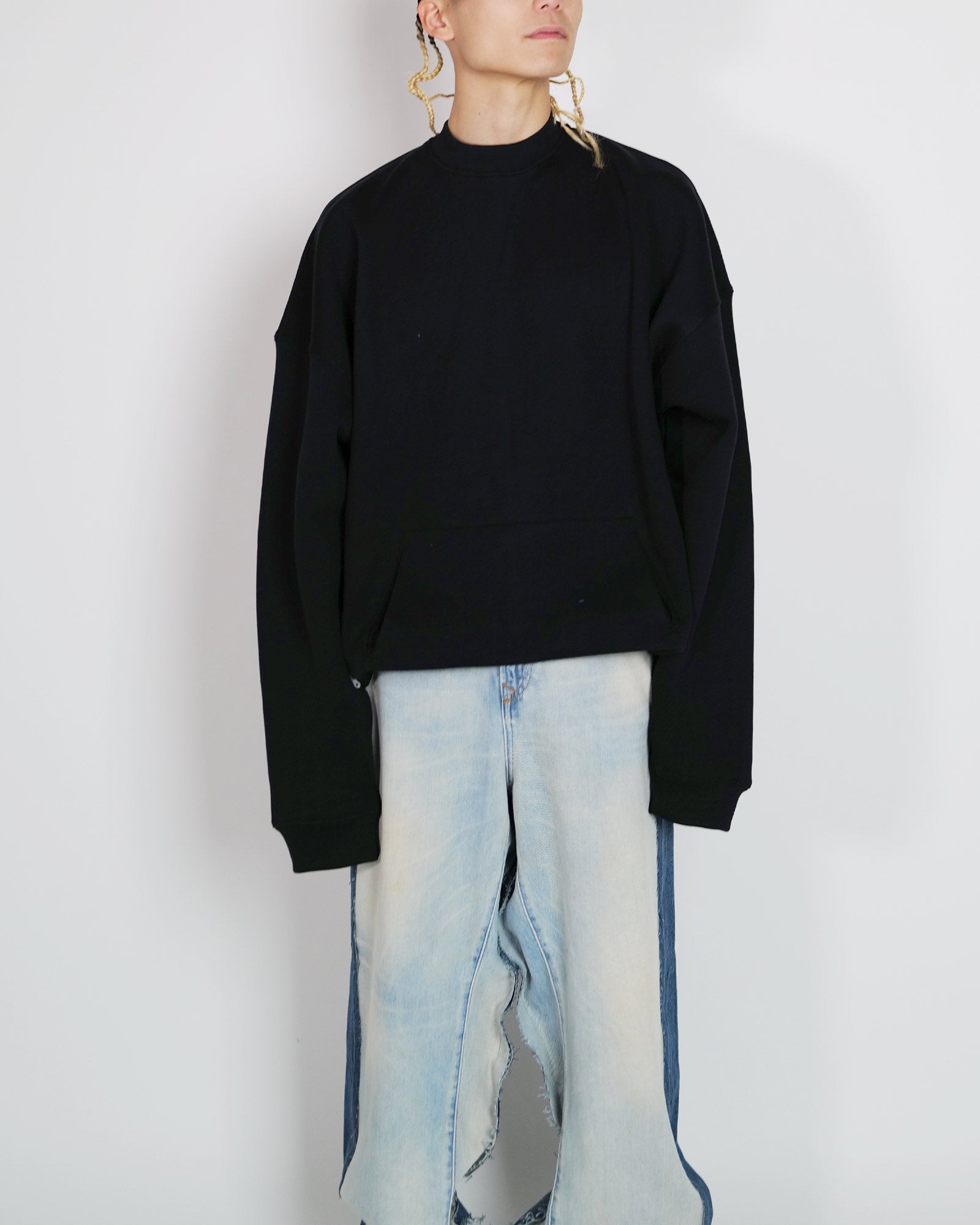 PROTOTYPES・プロトタイプス - スウェット BOX PLEAT CREW NECK  / BLACK