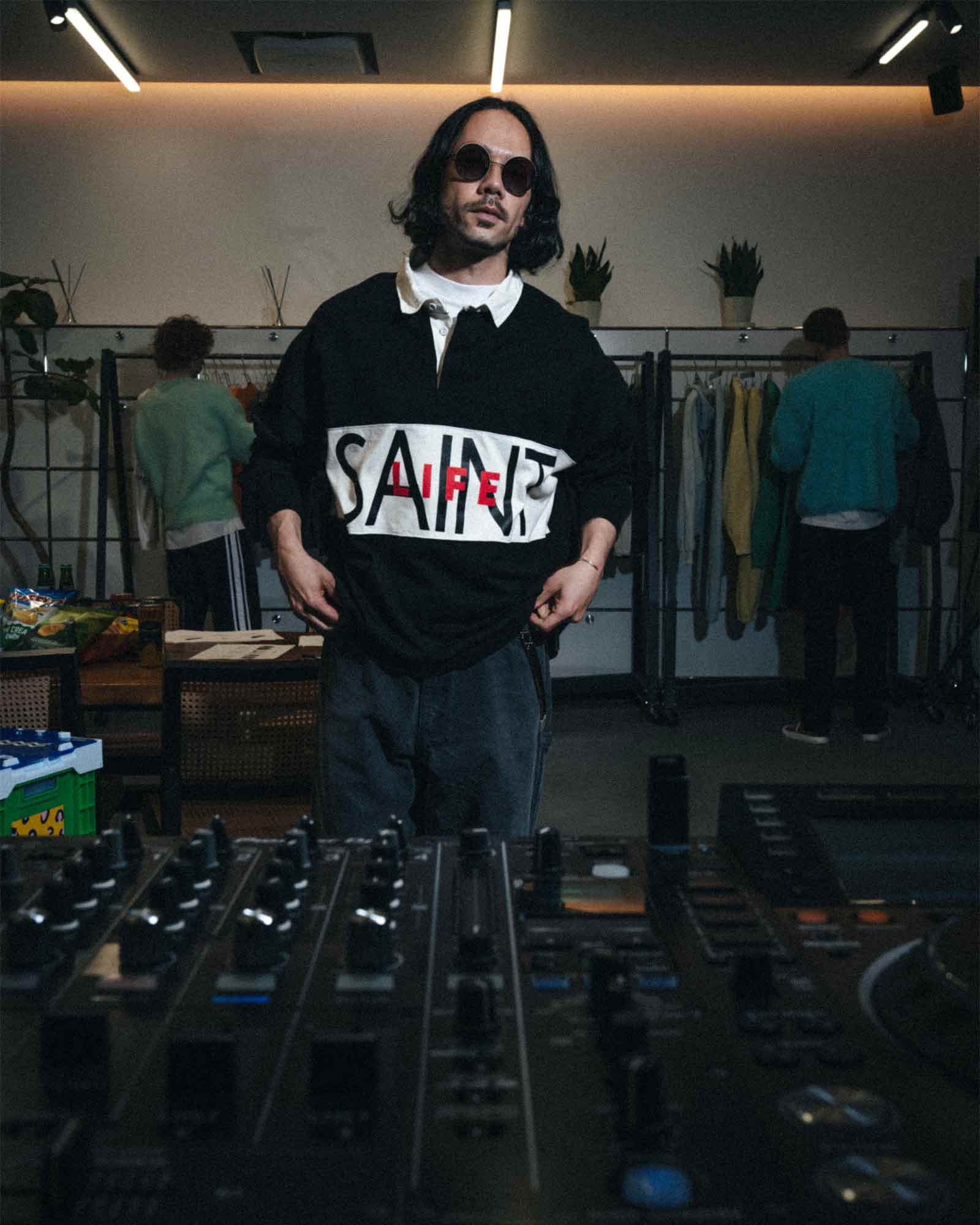 ©SAINT M××××××・saint michael -  LS POLO SHIRT/SAINT LIFE / BLACK