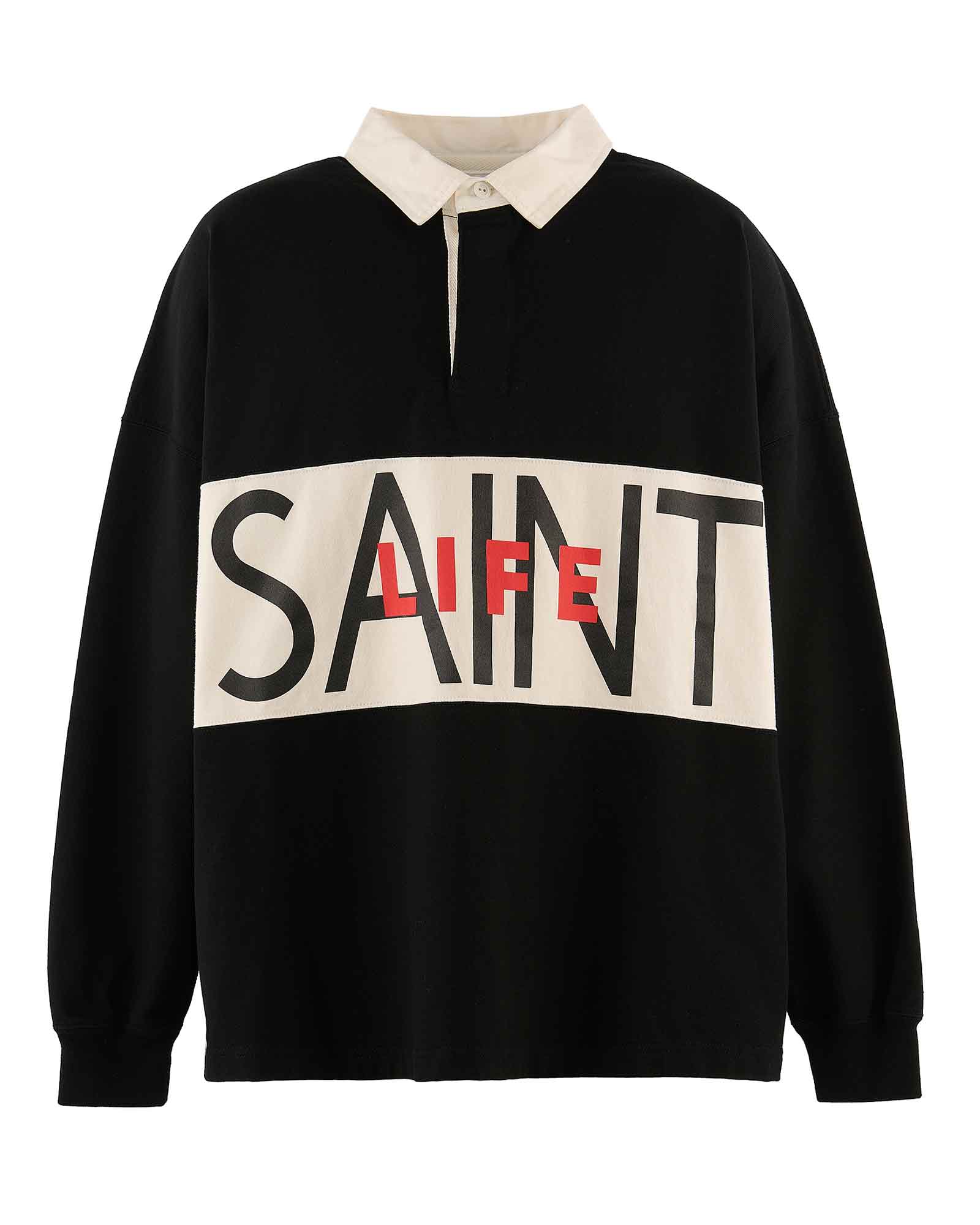 ©SAINT M××××××・saint michael -  LS POLO SHIRT/SAINT LIFE / BLACK