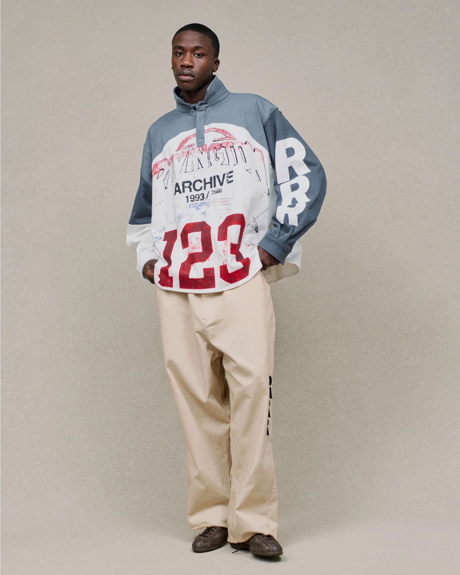 RRR123・リヴィントン ロイ レビス - シャツ AMERICAN RUGBY / WHITE NAVY