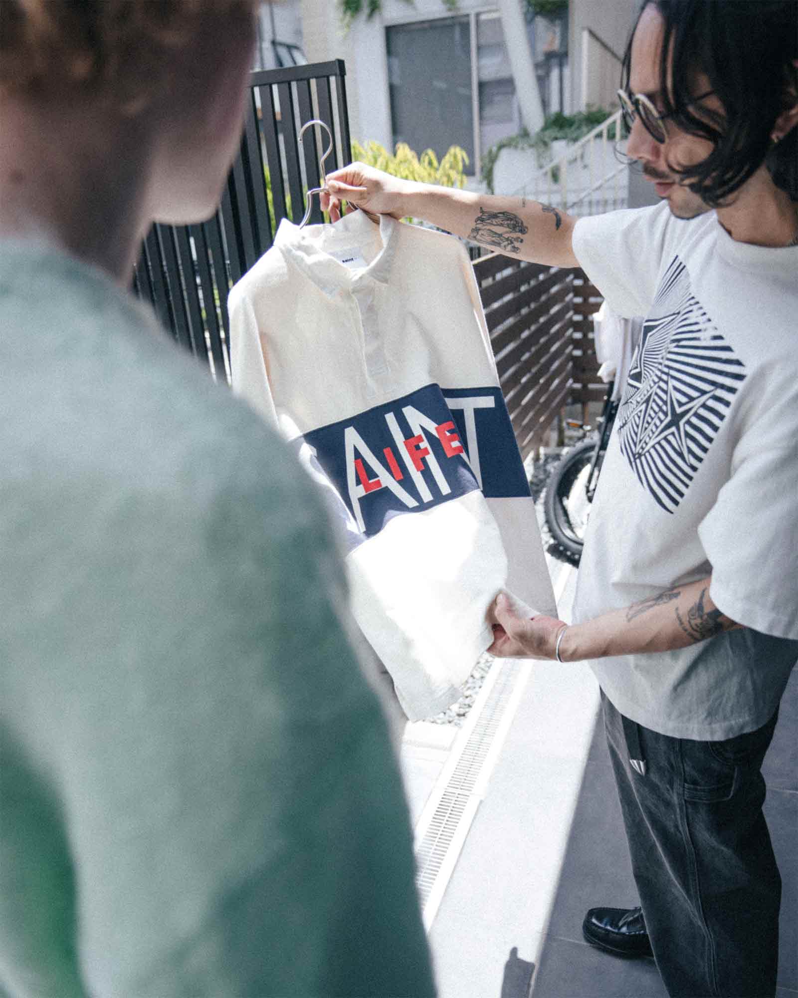 ©SAINT M××××××・セントマイケル - ポロシャツ LS POLO SHIRT/SAINT LIFE / WHITE