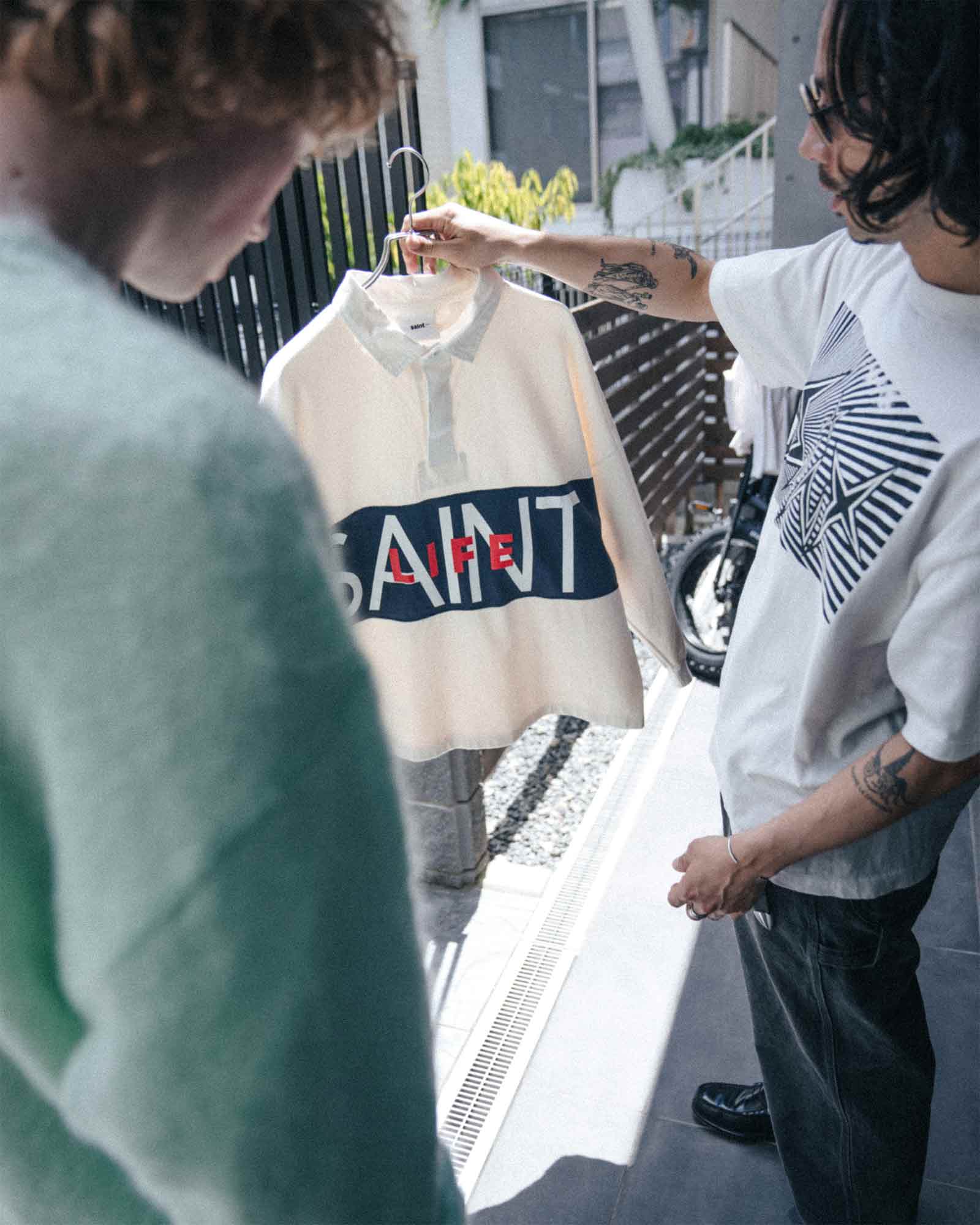 ©SAINT M××××××・セントマイケル - ポロシャツ LS POLO SHIRT/SAINT LIFE / WHITE
