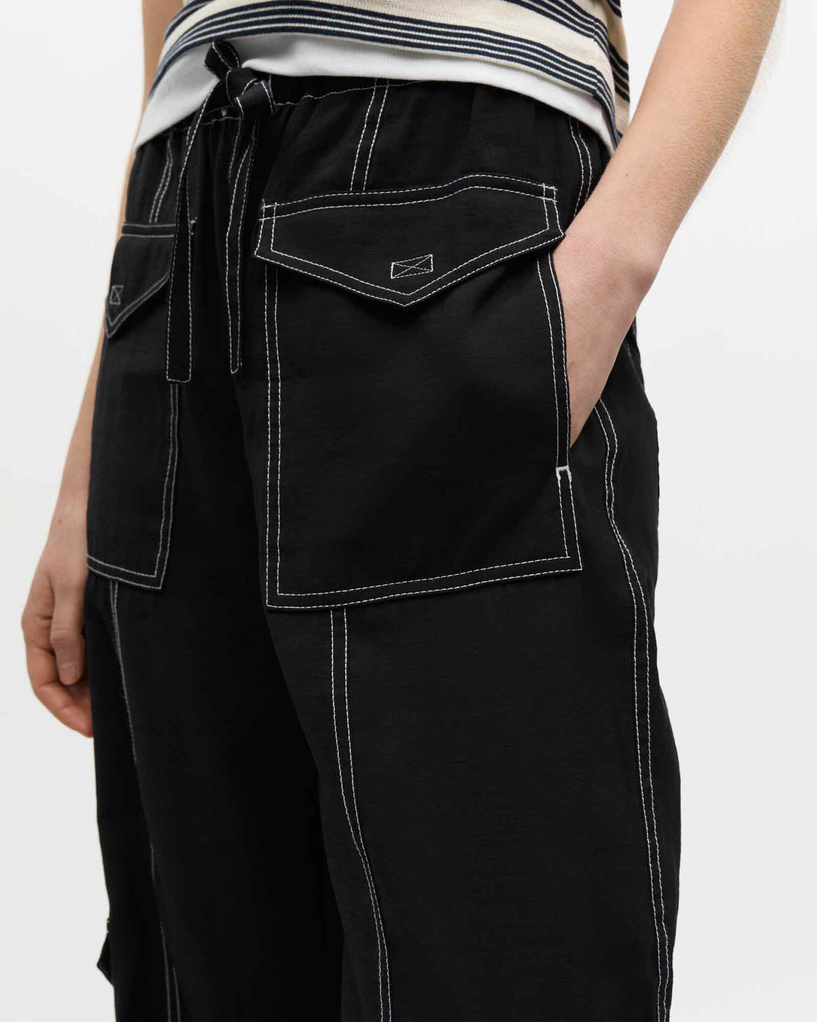 GANNI・ガニー - その他パンツ LIGHT SLUB HIGH WAIST POCKET PANTS / BLACK