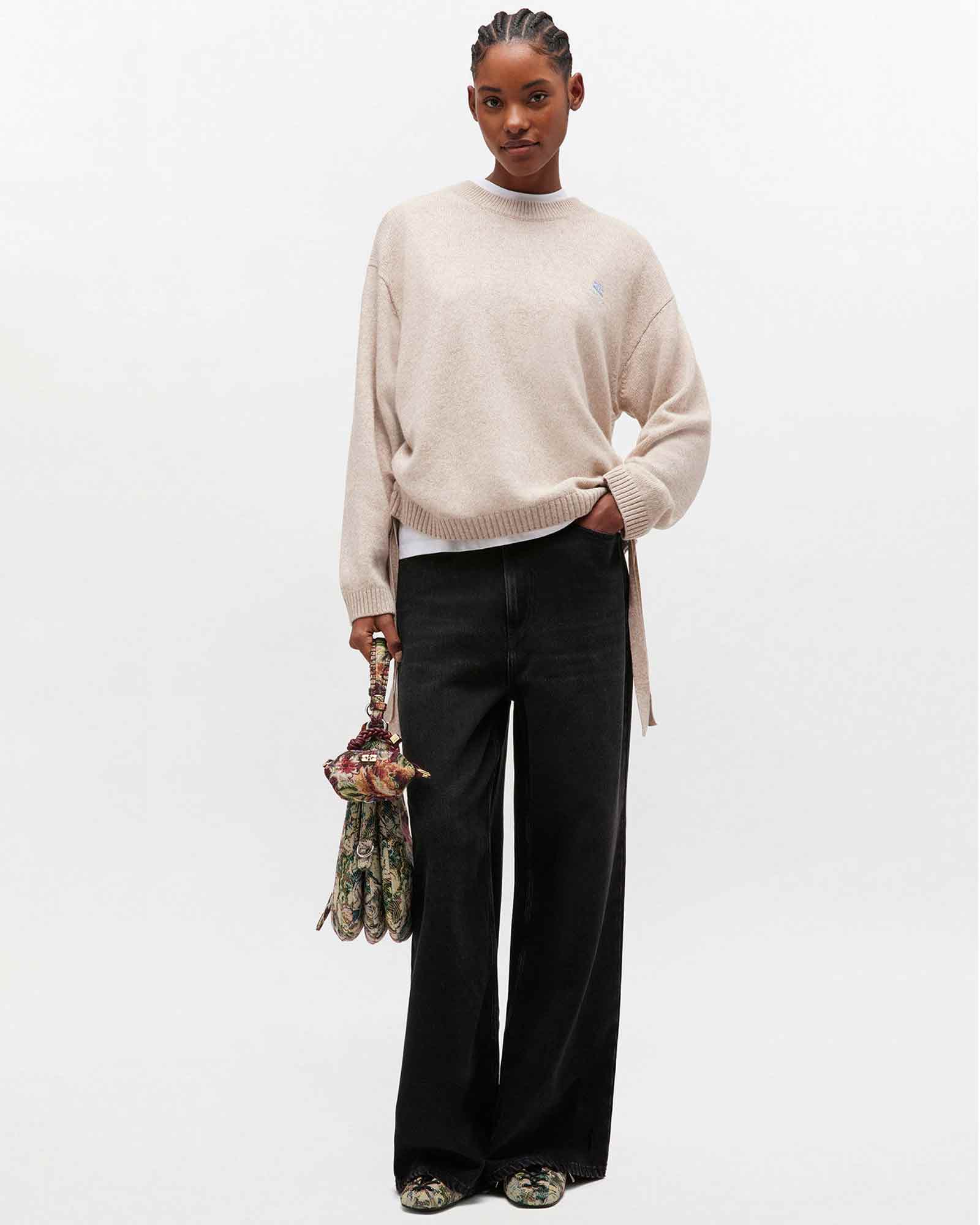 GANNI・ガニー - ニット・セーター FUTURE WOOL MIX OVERSIZED O-NECK / SAND