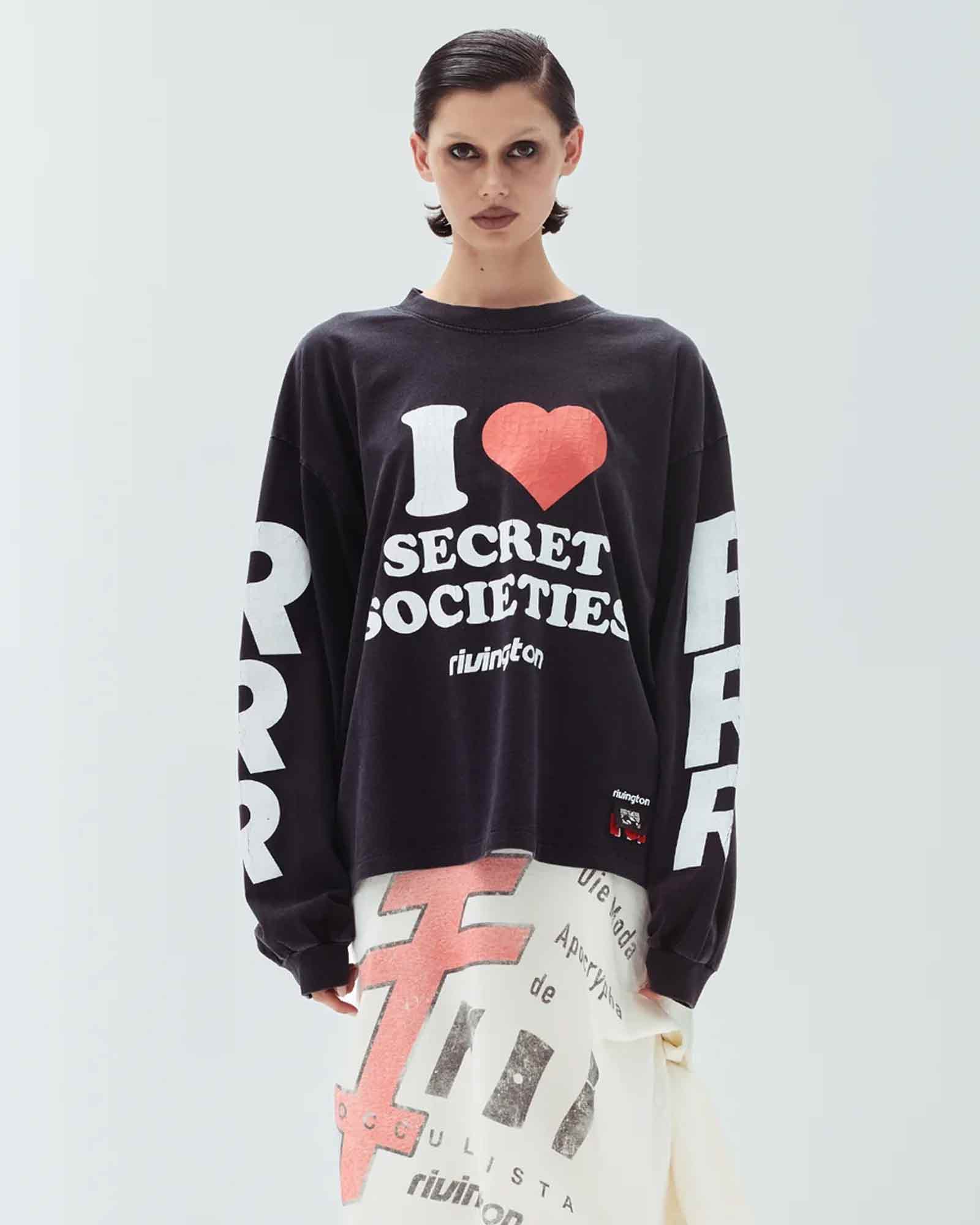 RRR123・リヴィントン ロイ レビス - L/S Tシャツ SECRET SOCIETITES GARDEN LS TEE / BLACK