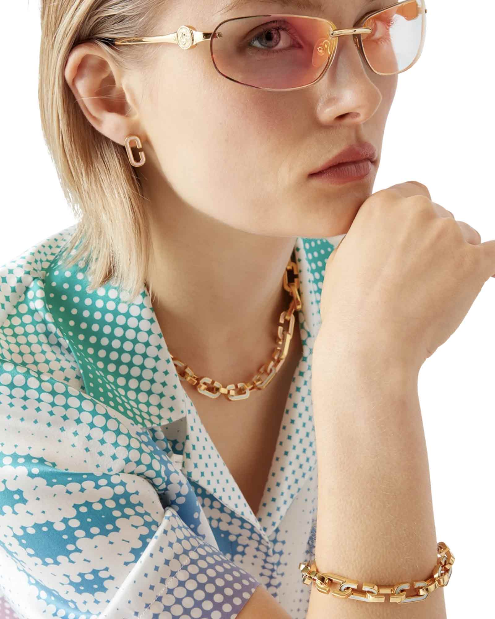 CASABLANCA・カサブランカ - ブレスレット・バングル ENAMEL C LINK BRACELET / WHITE