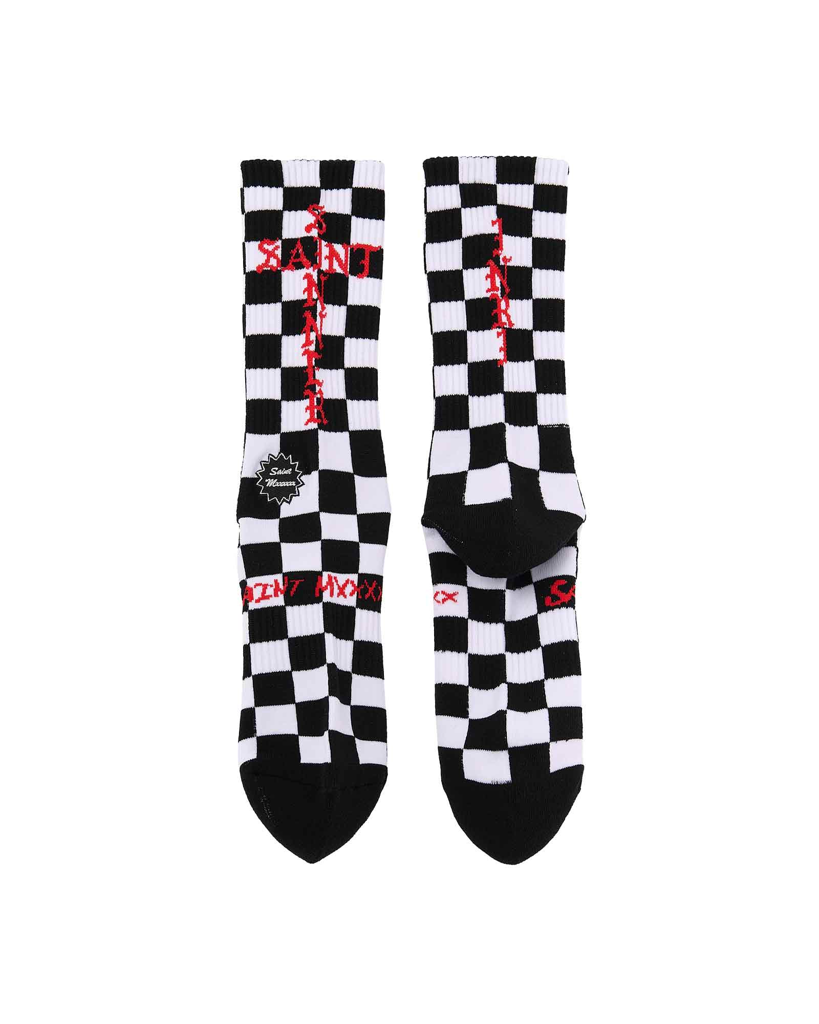 ©SAINT M××××××・セントマイケル - ソックス・レッグウェア SOCKS/CHECK / BLACK+WHITE