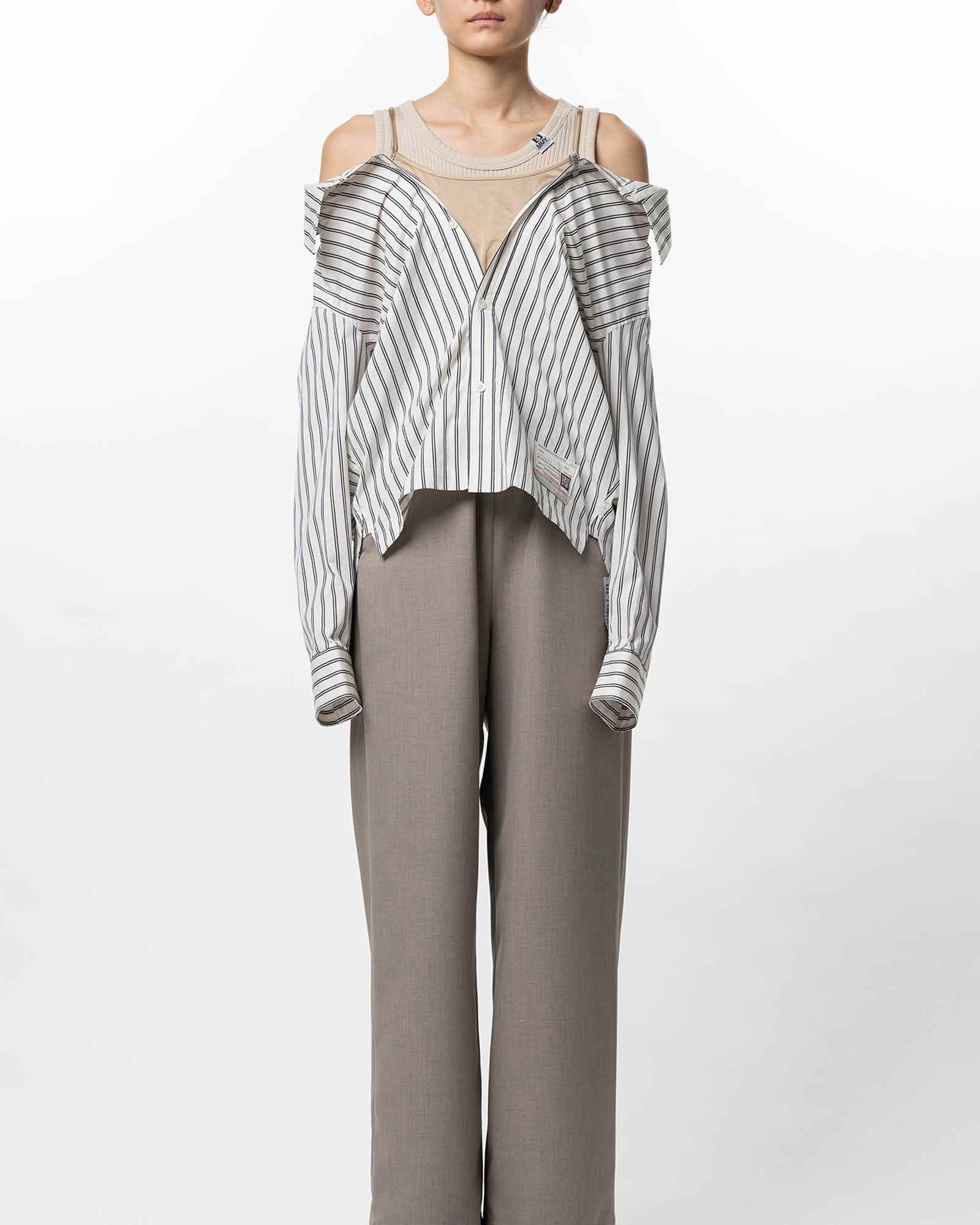 MIHARA YASUHIRO・Yasuhiro Mihara -  LAYERED STRIPE SHIRTS / WHITE
