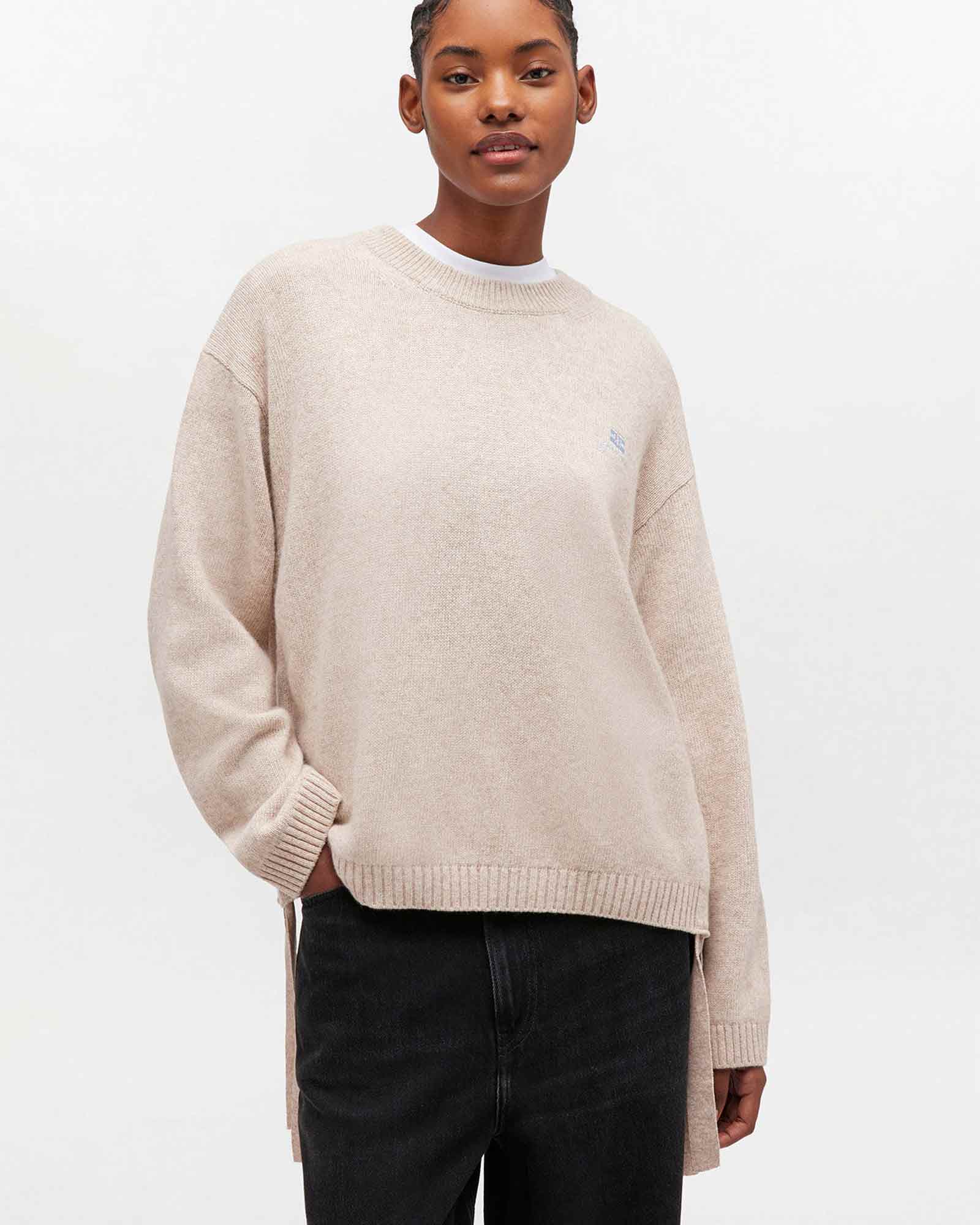 GANNI・ガニー - ニット・セーター FUTURE WOOL MIX OVERSIZED O-NECK / SAND