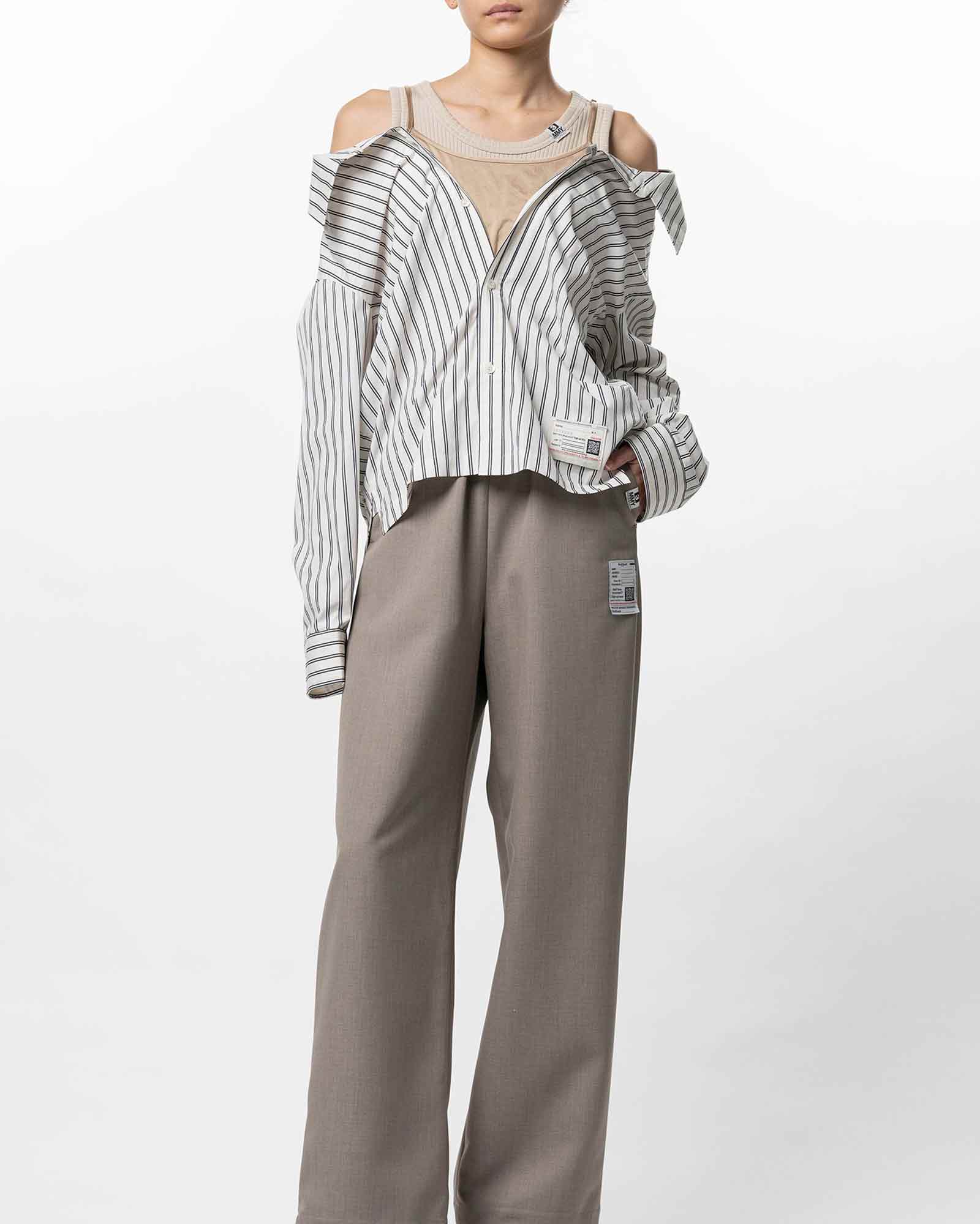 MIHARA YASUHIRO (ミハラヤスヒロ) LAYERED STRIPE SHIRTS / WHITE