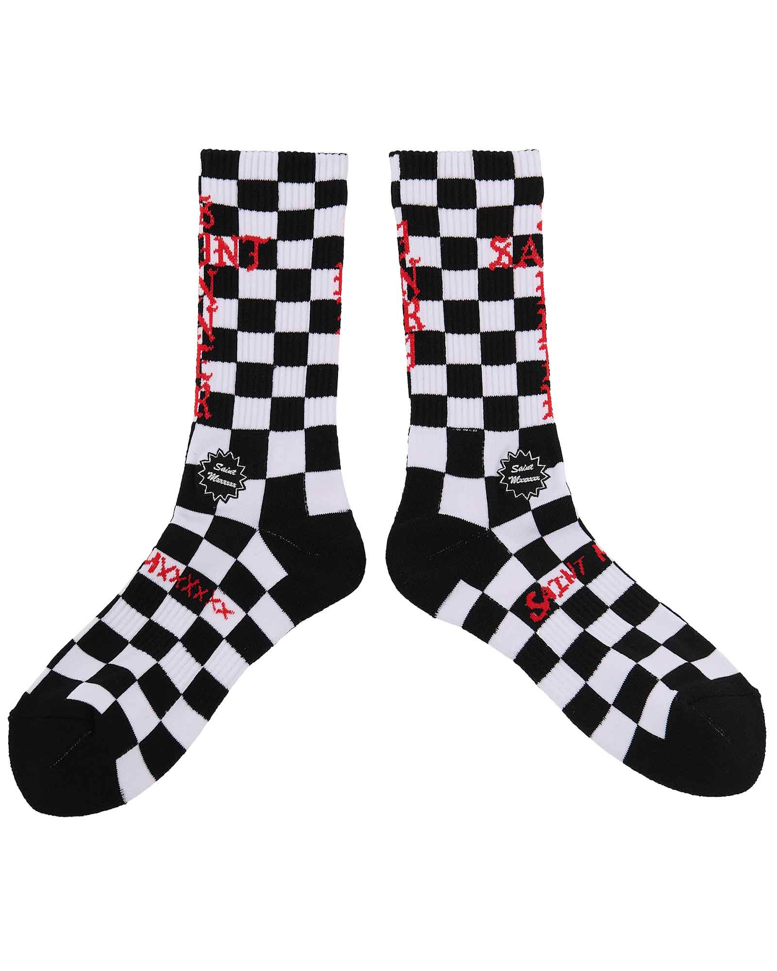 ©SAINT M××××××・セントマイケル - ソックス・レッグウェア SOCKS/CHECK / BLACK+WHITE
