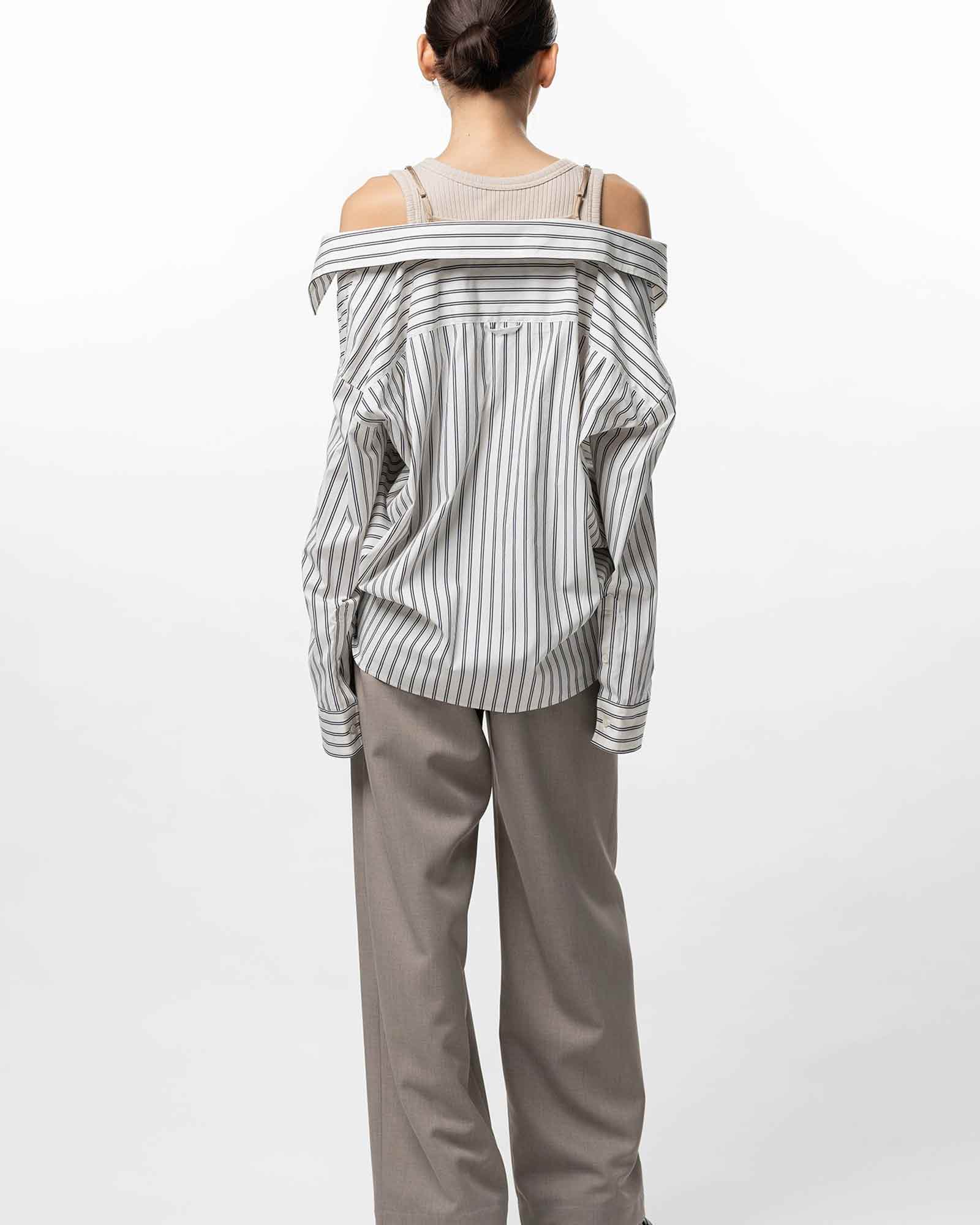 MIHARA YASUHIRO・Yasuhiro Mihara -  LAYERED STRIPE SHIRTS / WHITE