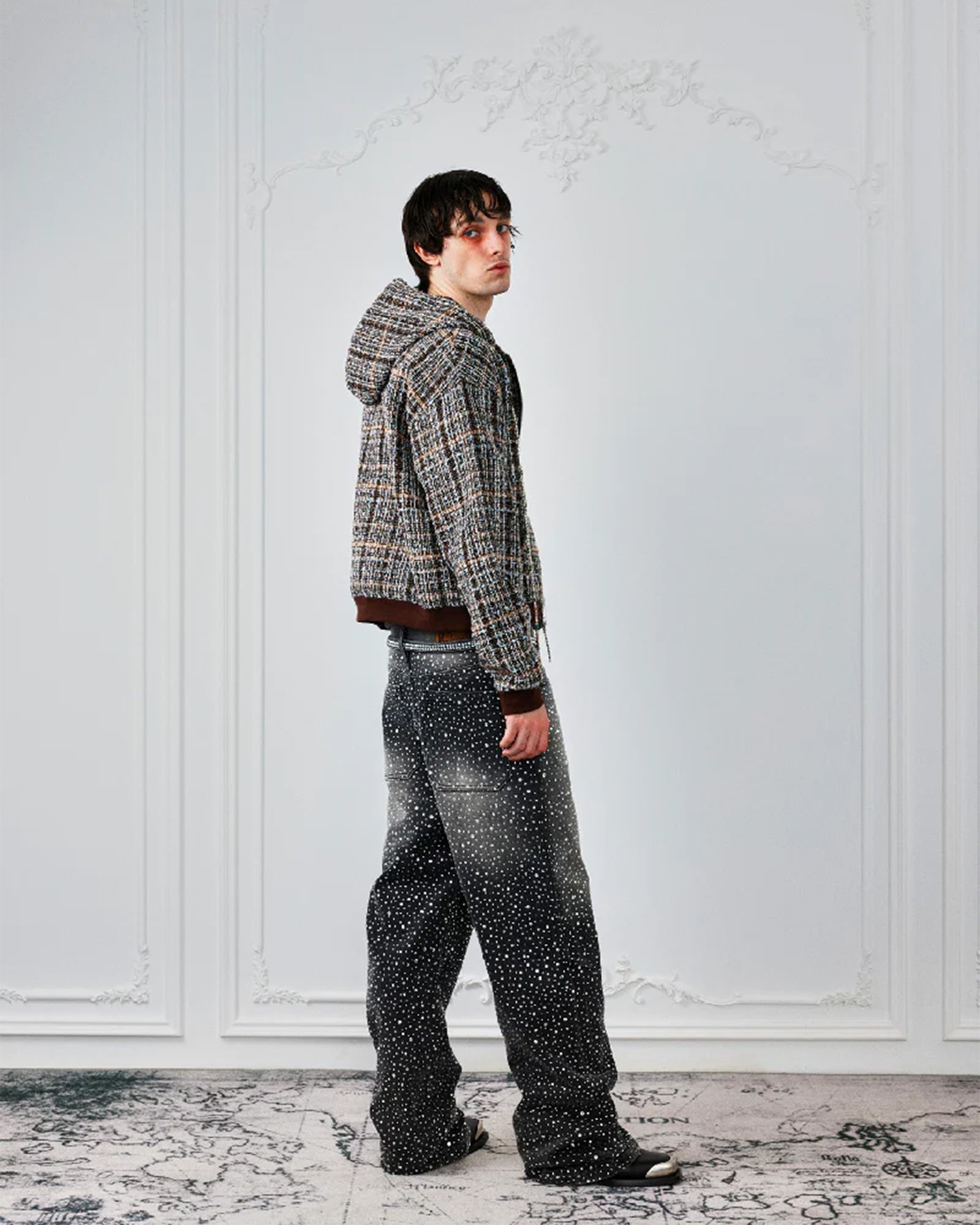 BIRTH OF ROYAL CHILD・バース・オブ・ロイヤル・チャイルド - デニムパンツ 3D PRINTING WASHED 20K SWAROVSKI DIAMOND BORO / BLACK