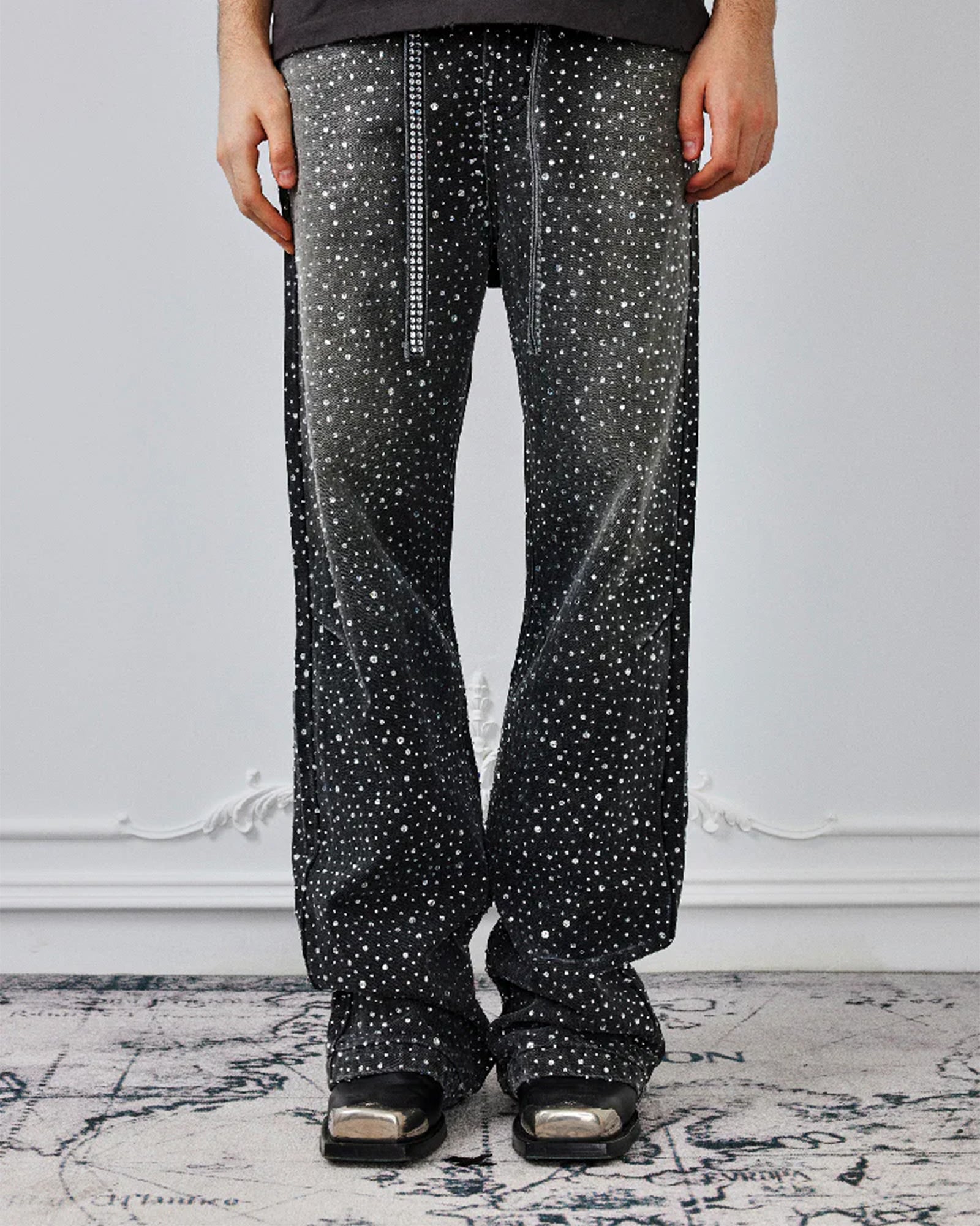 BIRTH OF ROYAL CHILD・バース・オブ・ロイヤル・チャイルド - デニムパンツ 3D PRINTING WASHED 20K SWAROVSKI DIAMOND BORO / BLACK