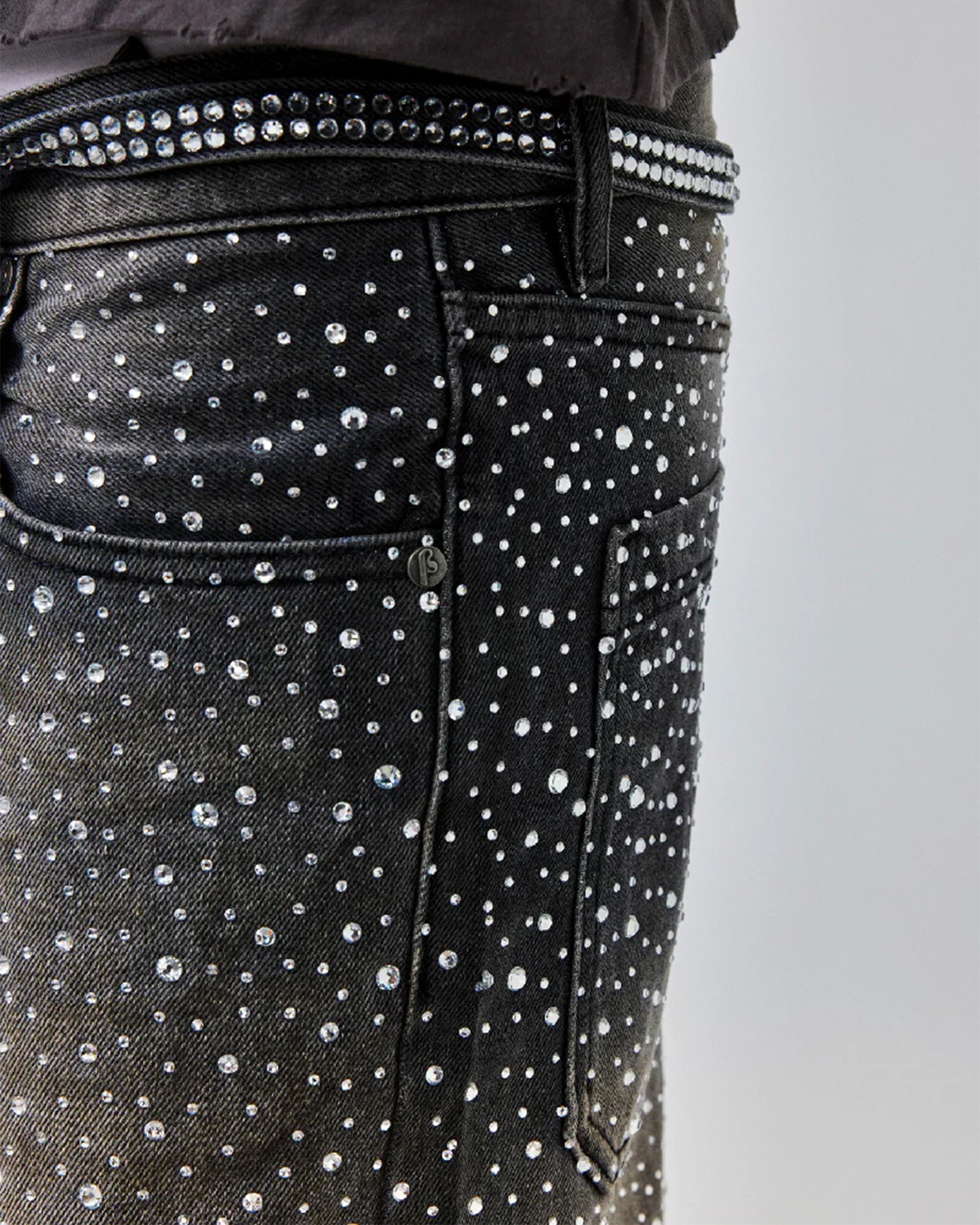 BIRTH OF ROYAL CHILD・バース・オブ・ロイヤル・チャイルド - デニムパンツ 3D PRINTING WASHED 20K SWAROVSKI DIAMOND BORO / BLACK