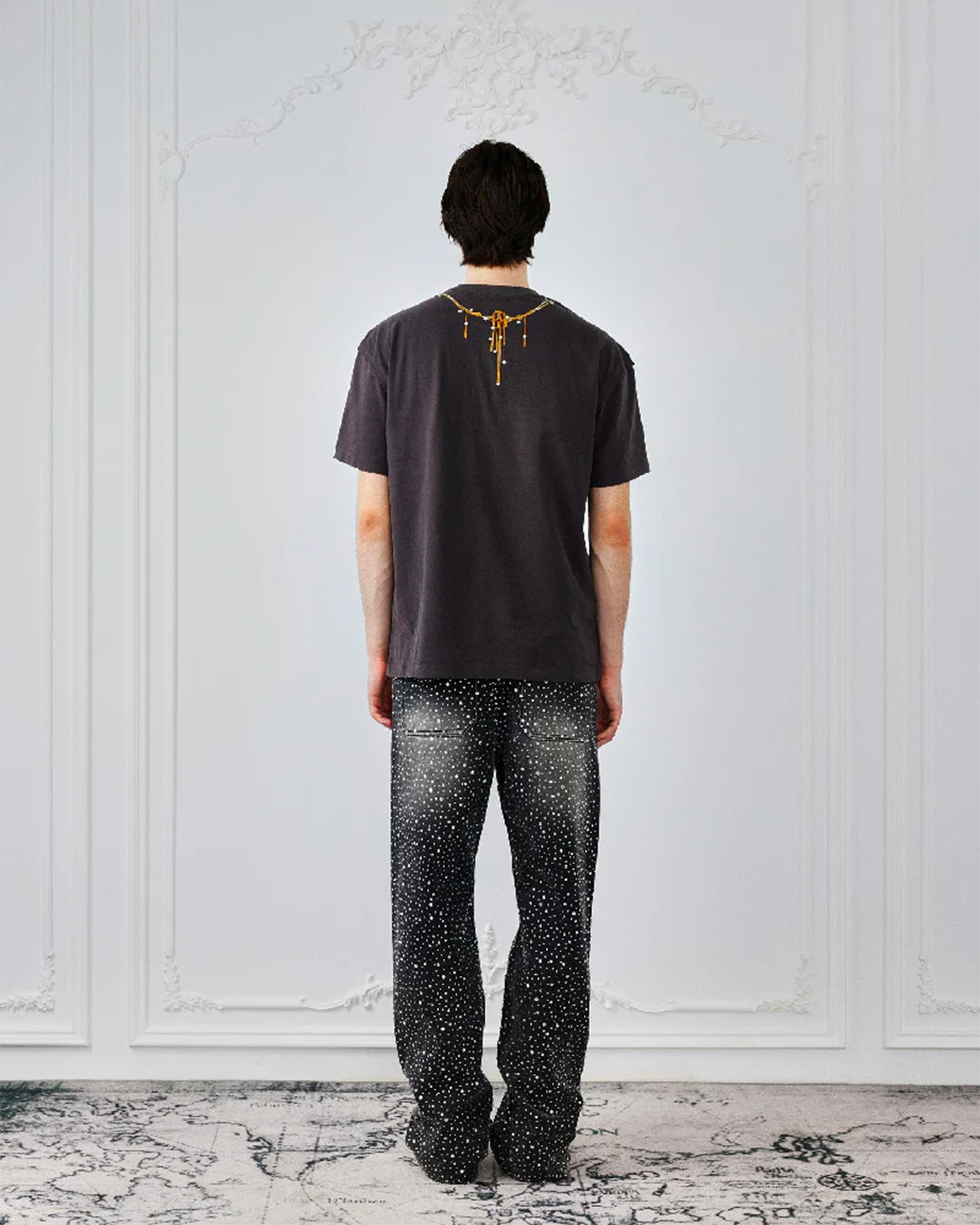 BIRTH OF ROYAL CHILD・バース・オブ・ロイヤル・チャイルド - デニムパンツ 3D PRINTING WASHED 20K SWAROVSKI DIAMOND BORO / BLACK