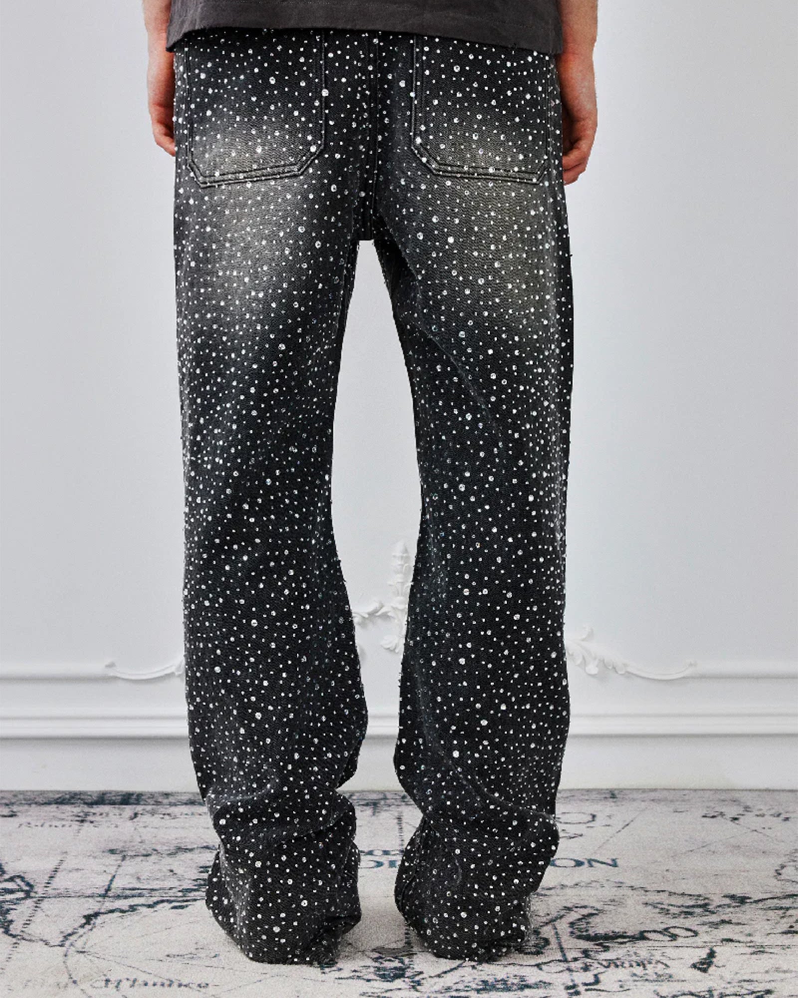 BIRTH OF ROYAL CHILD・バース・オブ・ロイヤル・チャイルド - デニムパンツ 3D PRINTING WASHED 20K SWAROVSKI DIAMOND BORO / BLACK