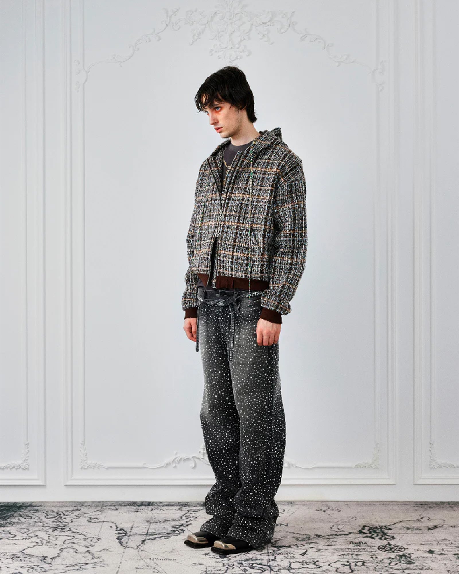 BIRTH OF ROYAL CHILD・バース・オブ・ロイヤル・チャイルド - デニムパンツ 3D PRINTING WASHED 20K SWAROVSKI DIAMOND BORO / BLACK