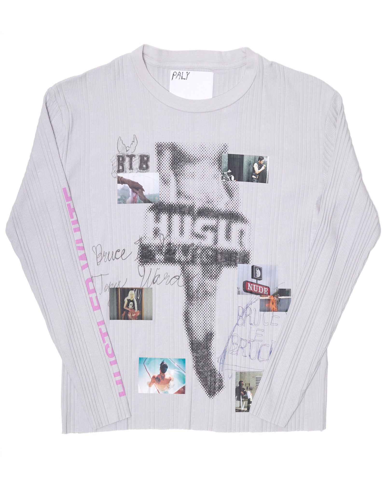 Paly Hollywood・パリー　ハリウッド - L/S Tシャツ HUSTLR WHITE RIB L/S TEE / BABY BLUE