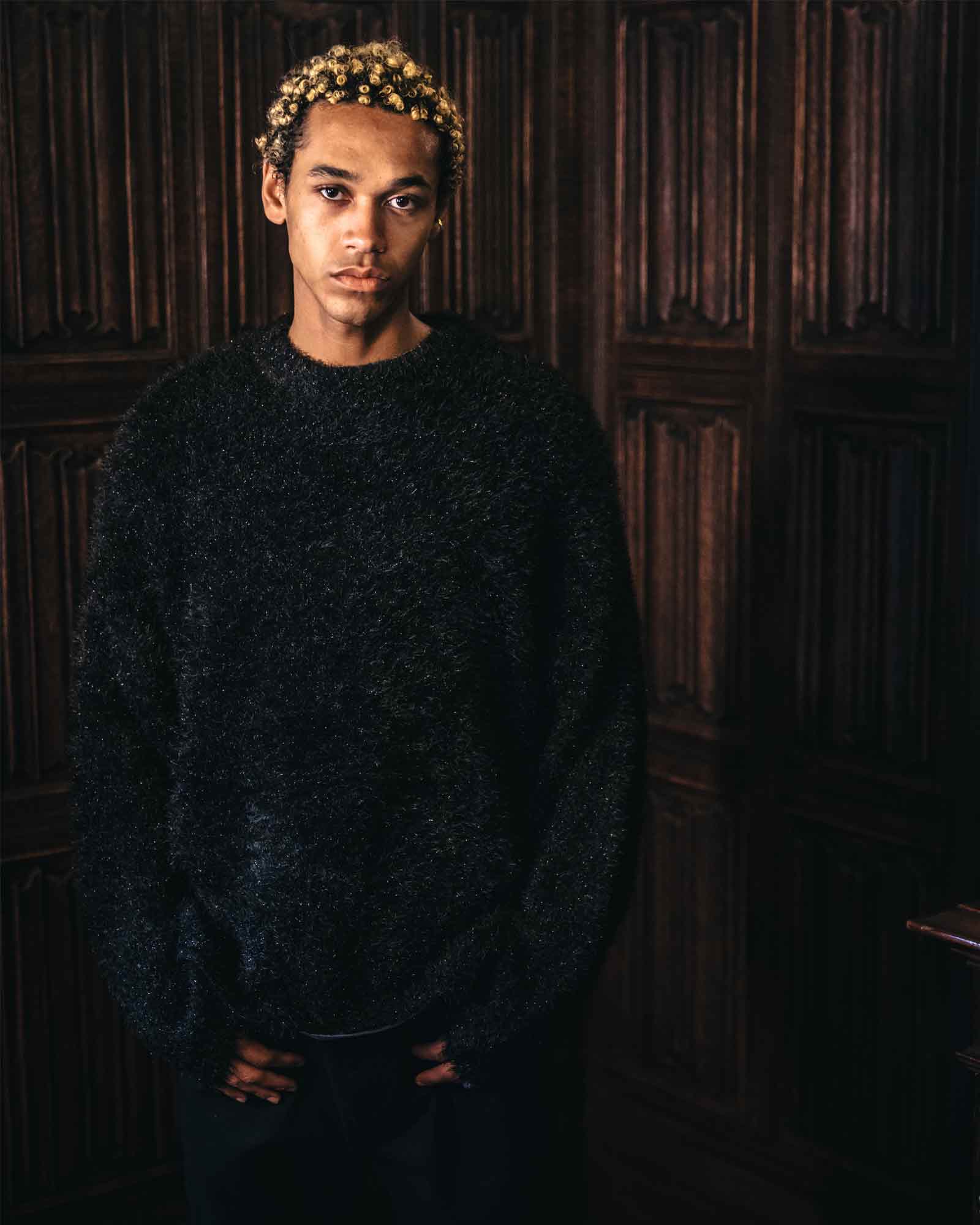 ©SAINT M××××××・セントマイケル - ニット・セーター CREW NECK KNIT/GLITTER / BLACK