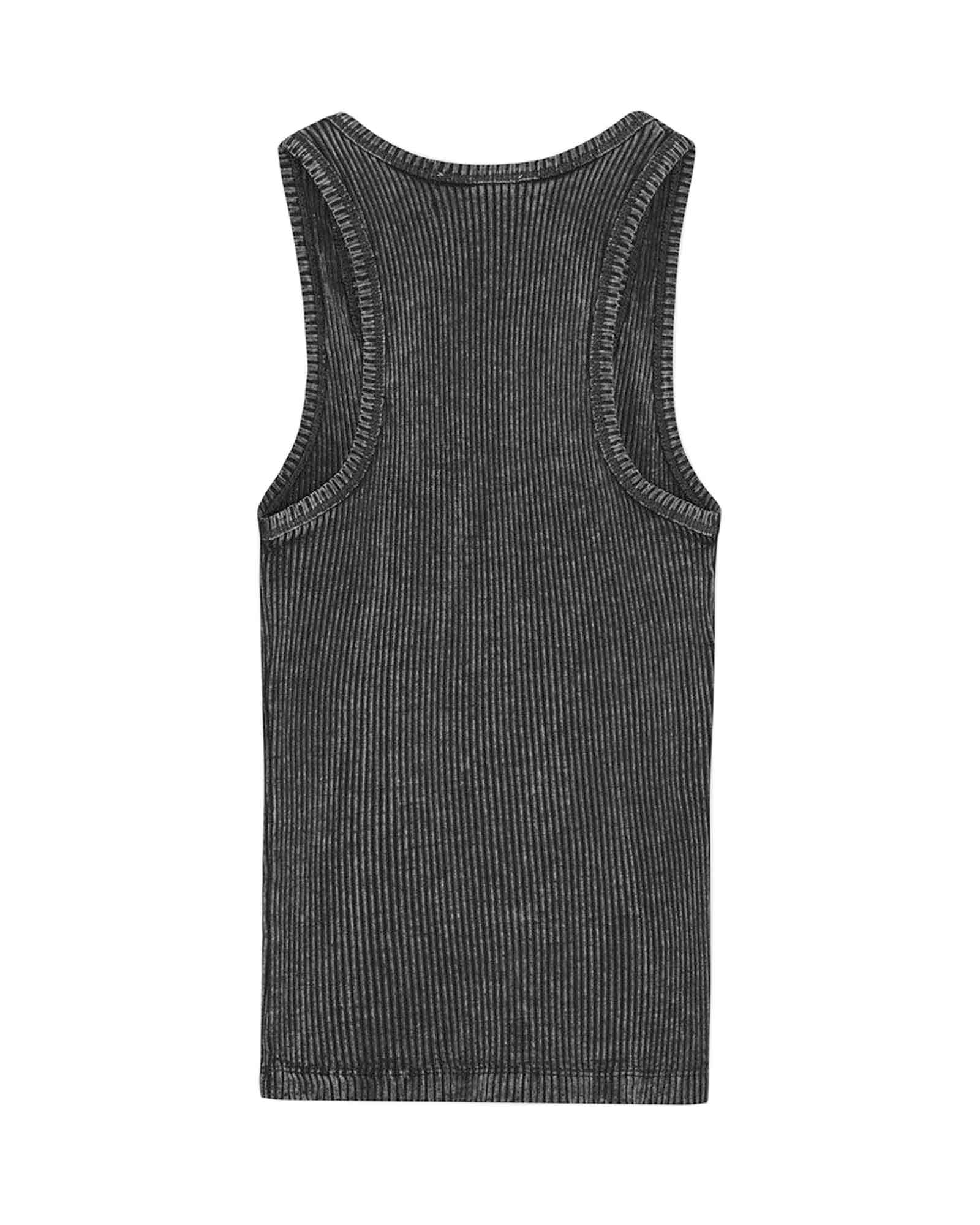GANNI・Gunny -  HAVY RIB JERSEY TANK TOP / BLACKWASHE