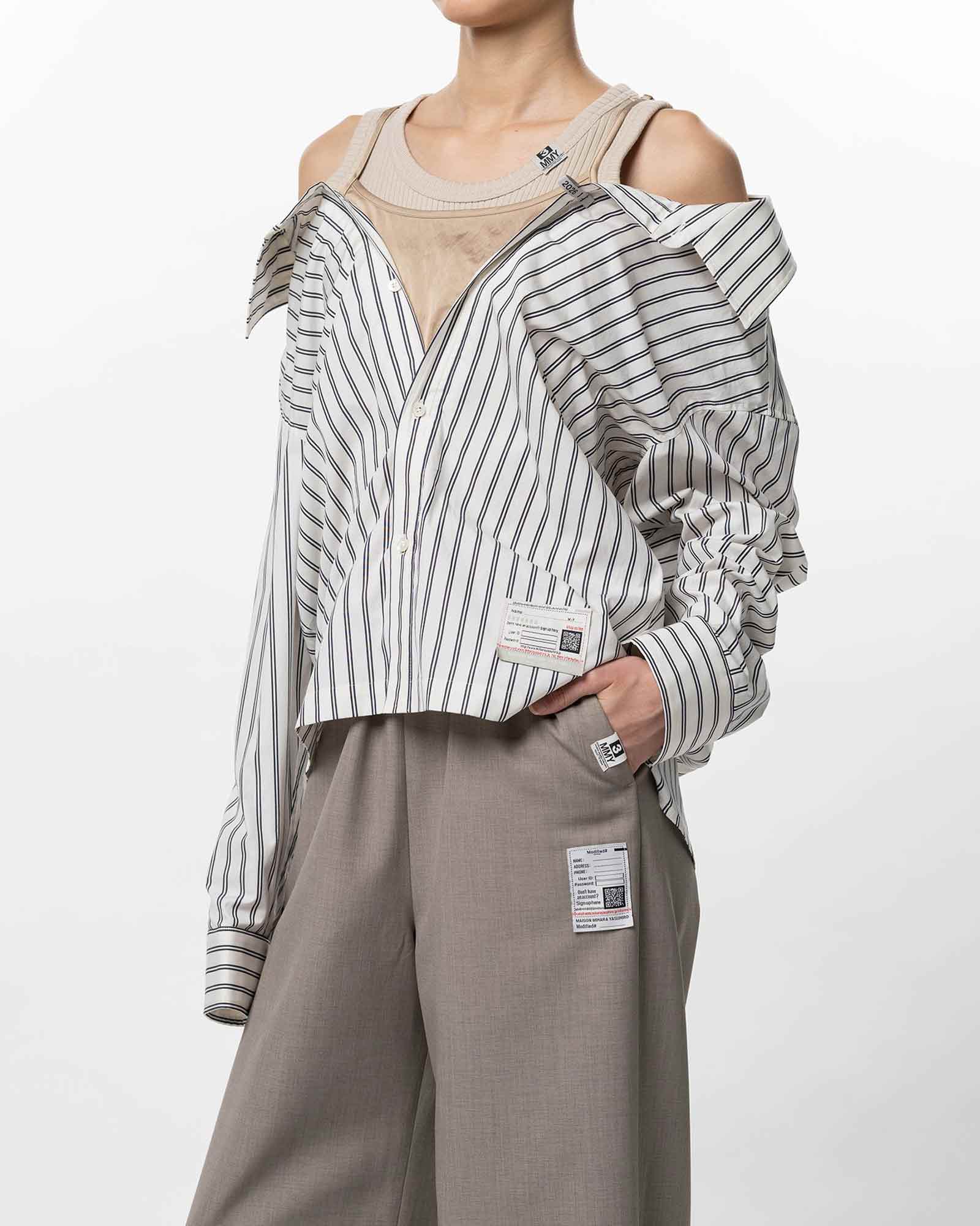MIHARA YASUHIRO・Yasuhiro Mihara -  LAYERED STRIPE SHIRTS / WHITE