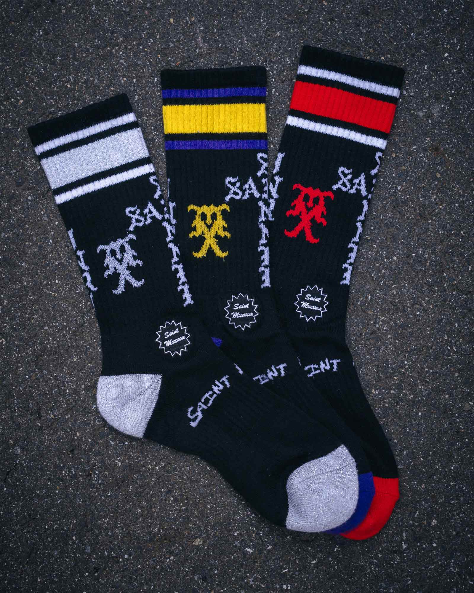 ©SAINT M××××××・セントマイケル - ソックス・レッグウェア SOCKS/SINNER / BLACK+RED