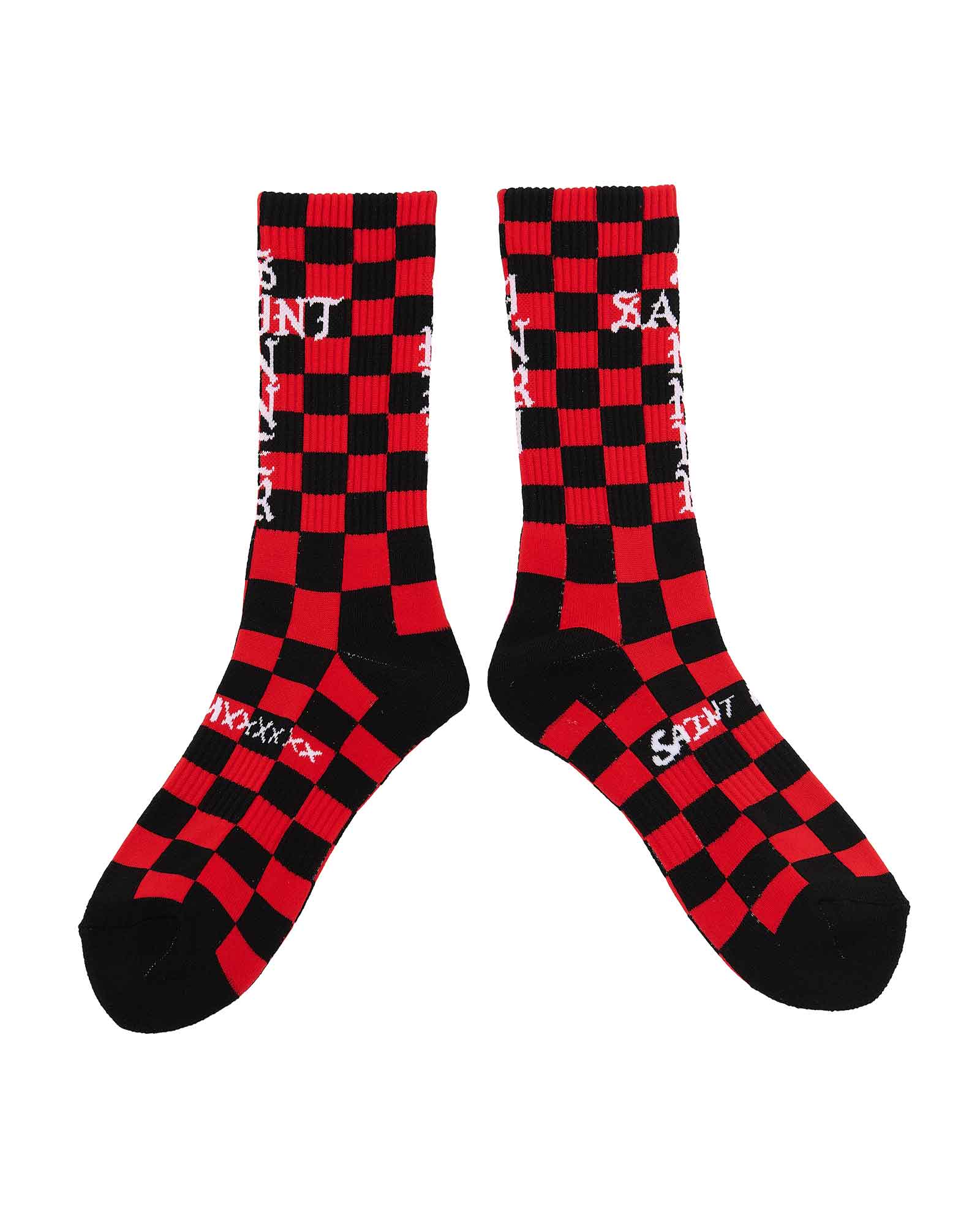 ©SAINT M××××××・セントマイケル - ソックス・レッグウェア SOCKS/CHECK / BLACK+RED