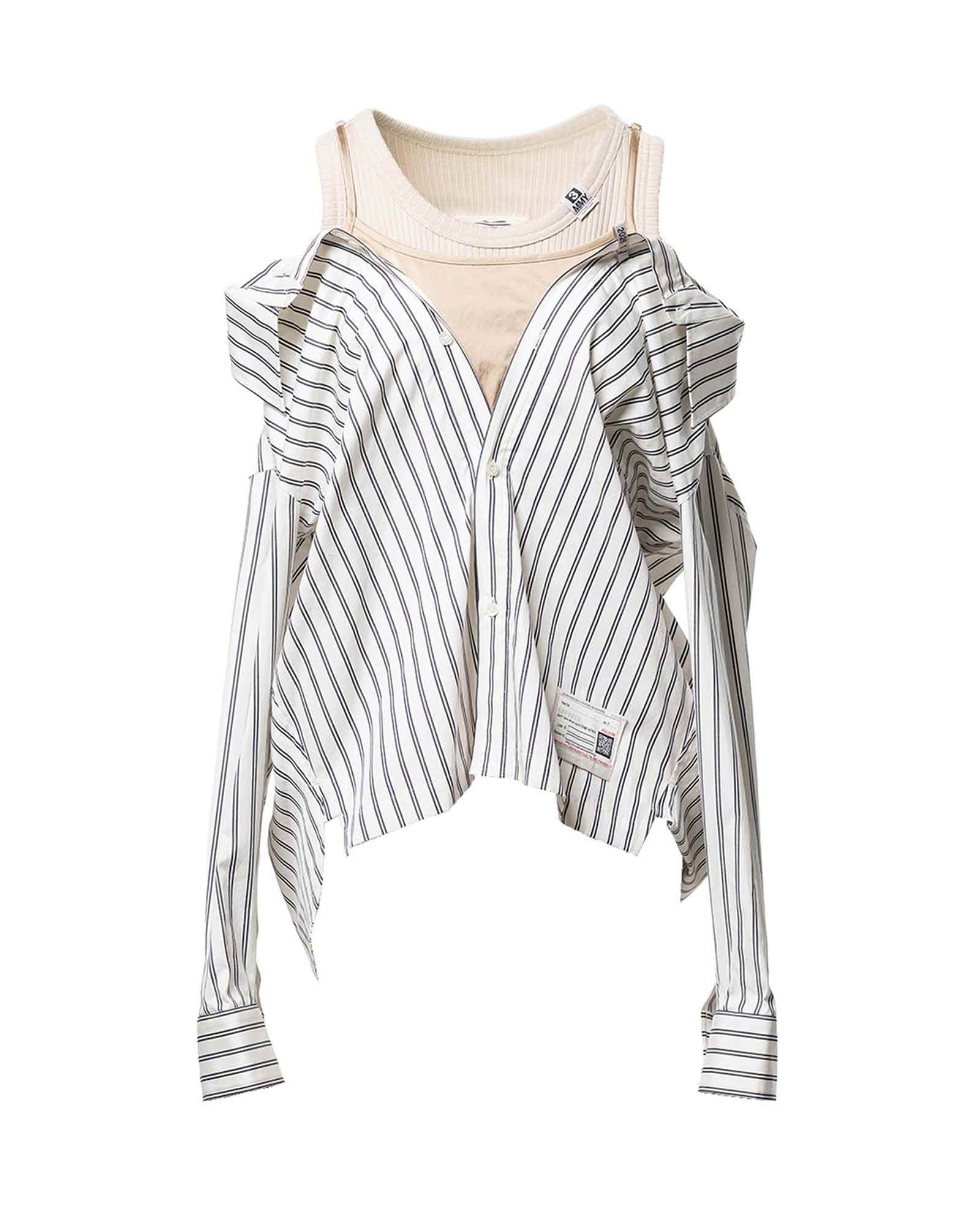 LAYERED STRIPE SHIRTS / WHITE