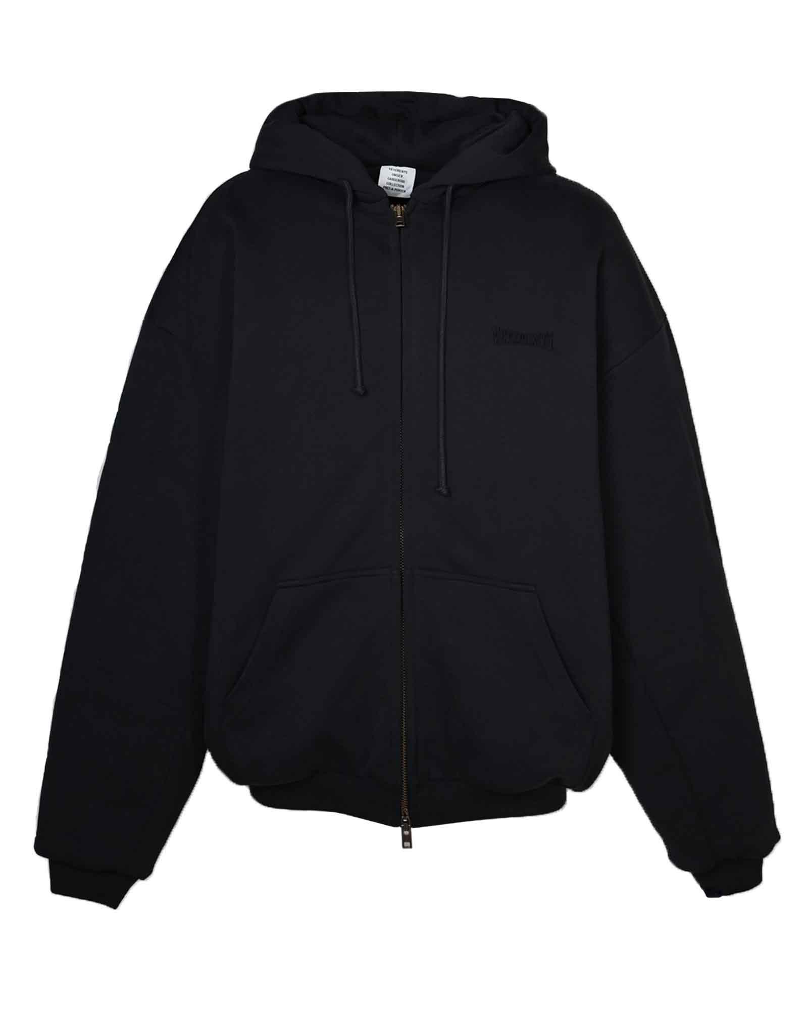 PUFFED OVERSIZED ZIP-UP HOODIE / WASHED BLACK